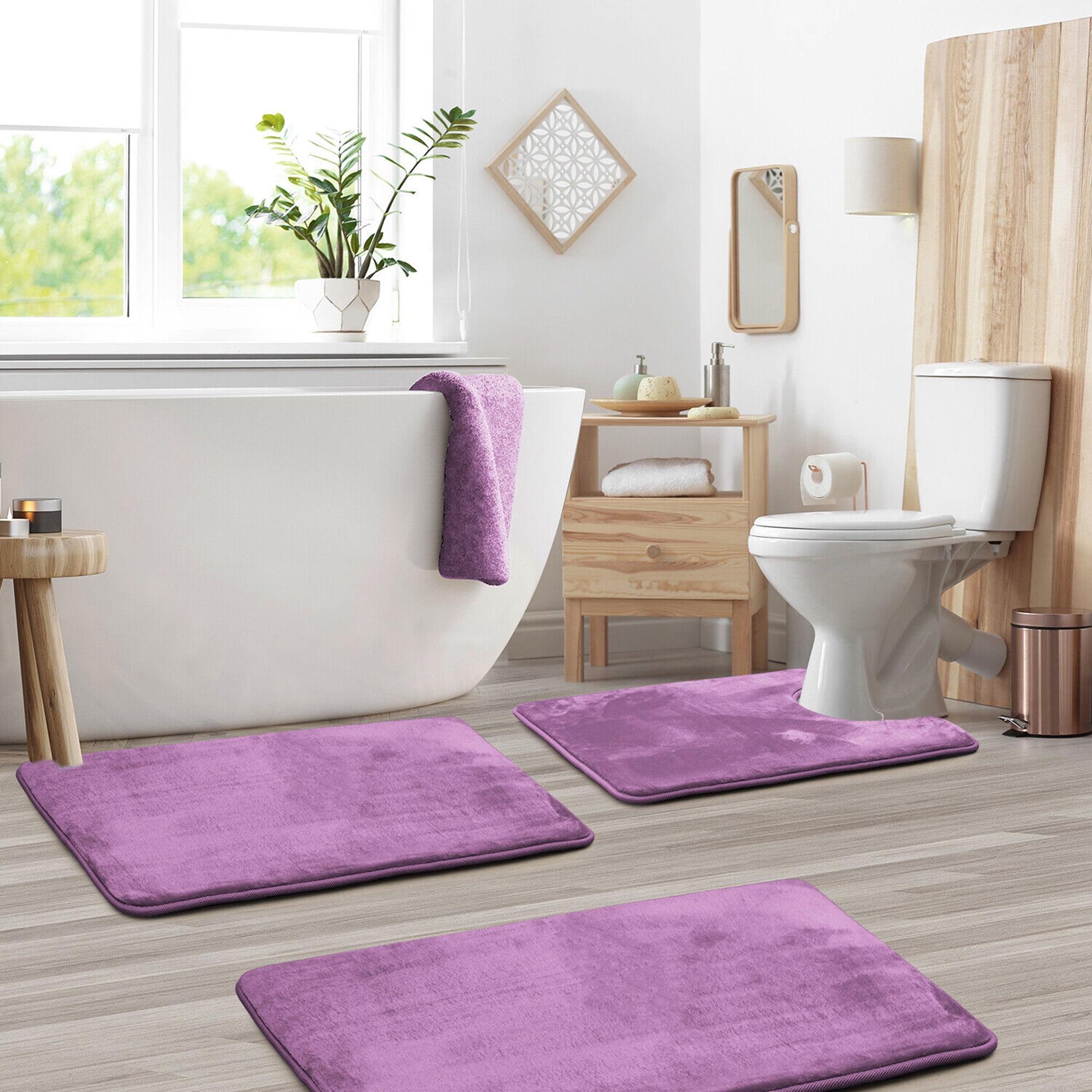 Aighan 3 Piece Ultra Soft and Absorbent Memory Foam Bath Rug Set with Non-Slip Backing