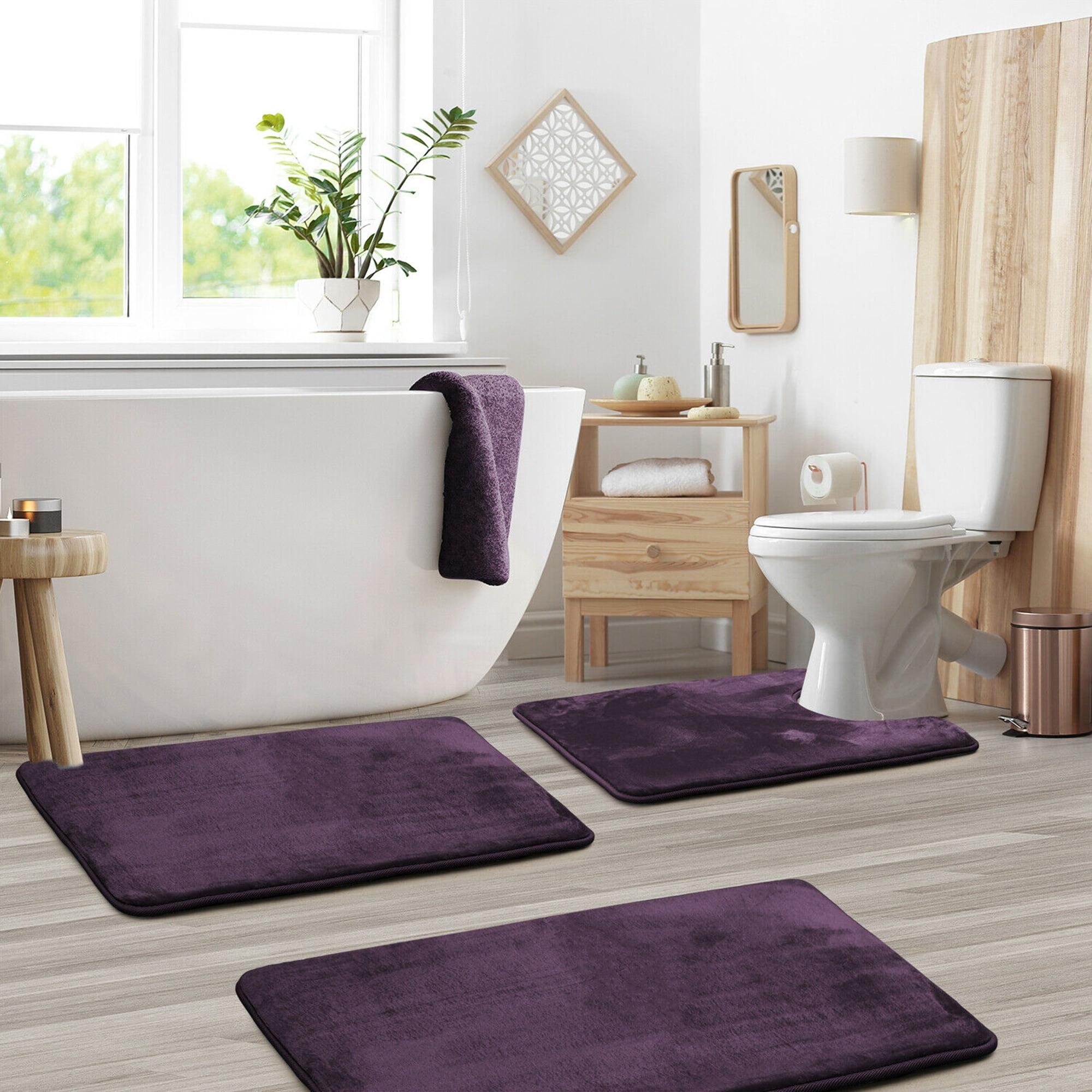 Aighan 3 Piece Ultra Soft and Absorbent Memory Foam Bath Rug Set with Non-Slip Backing