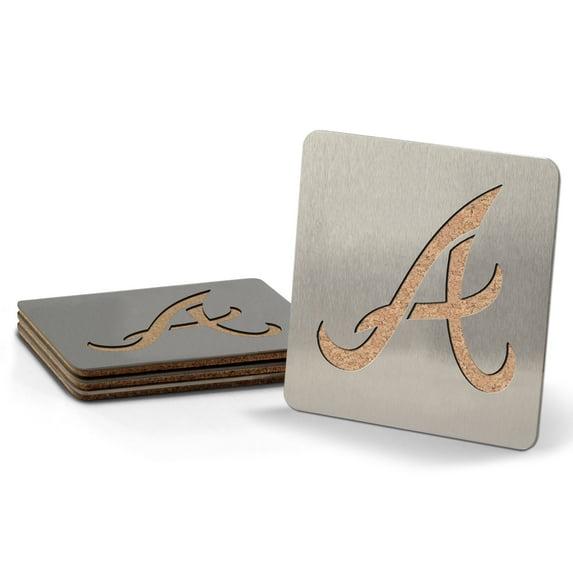 YouTheFan Stainless Steel Square 4 Piece Coaster Set (Set of 4)