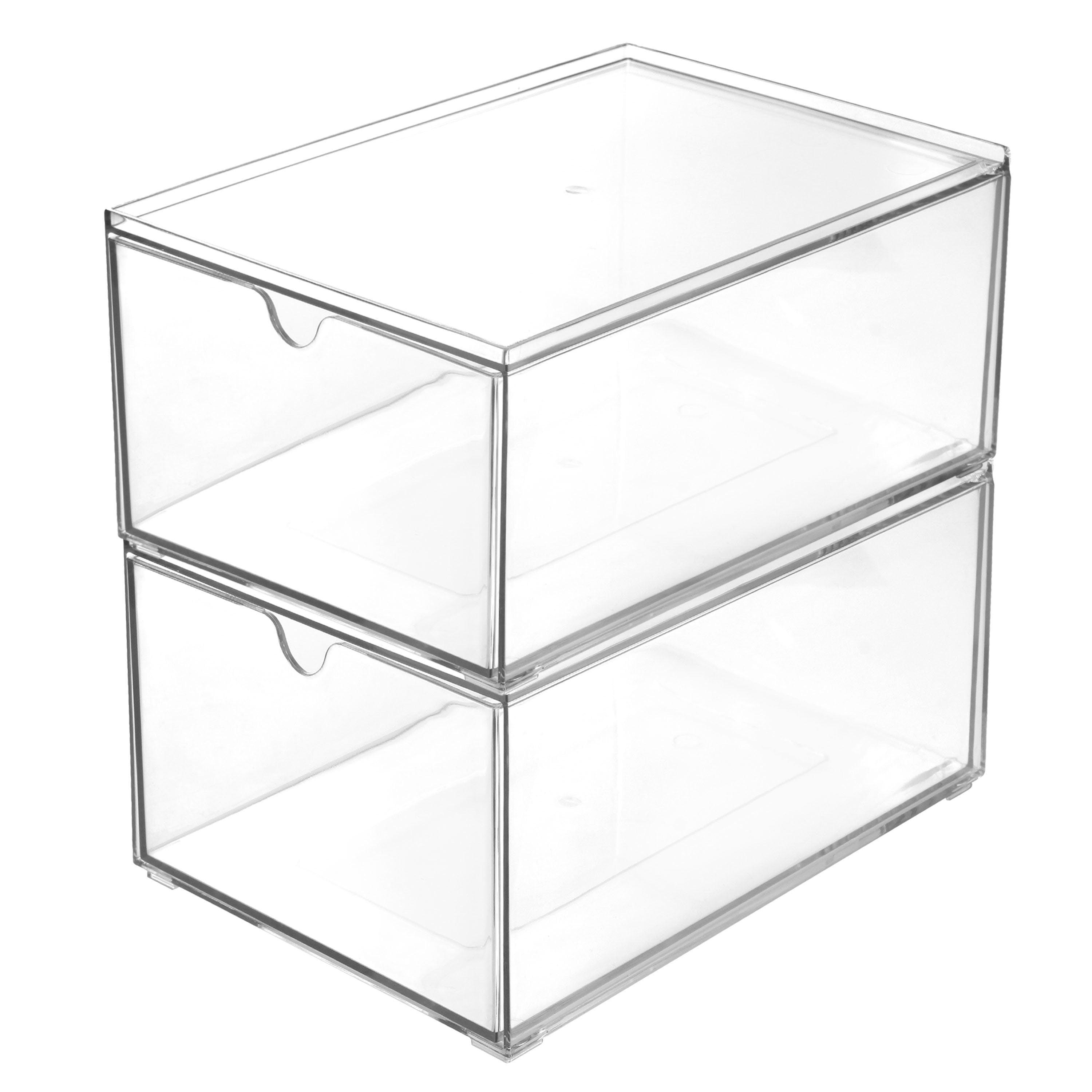Youngever 2 Pack Stackable Makeup Organizer Drawers, 9" x 6.5" x 4 Clear Cosmetic Storage Organizers