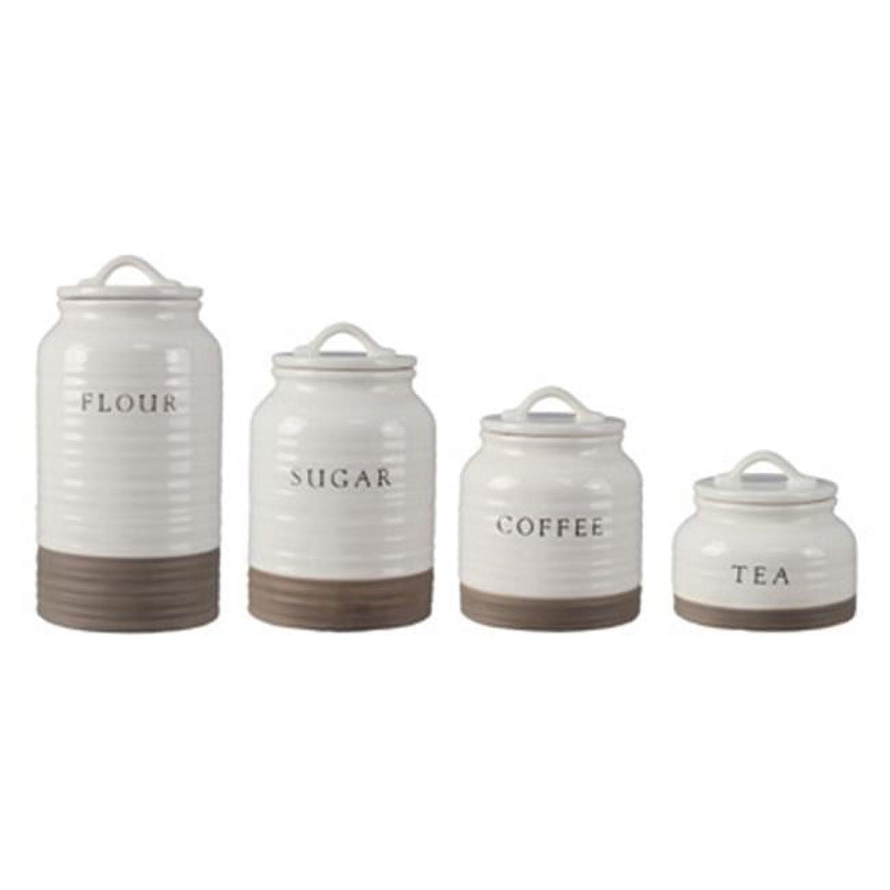 White and Brown Ceramic Canister Set of 4