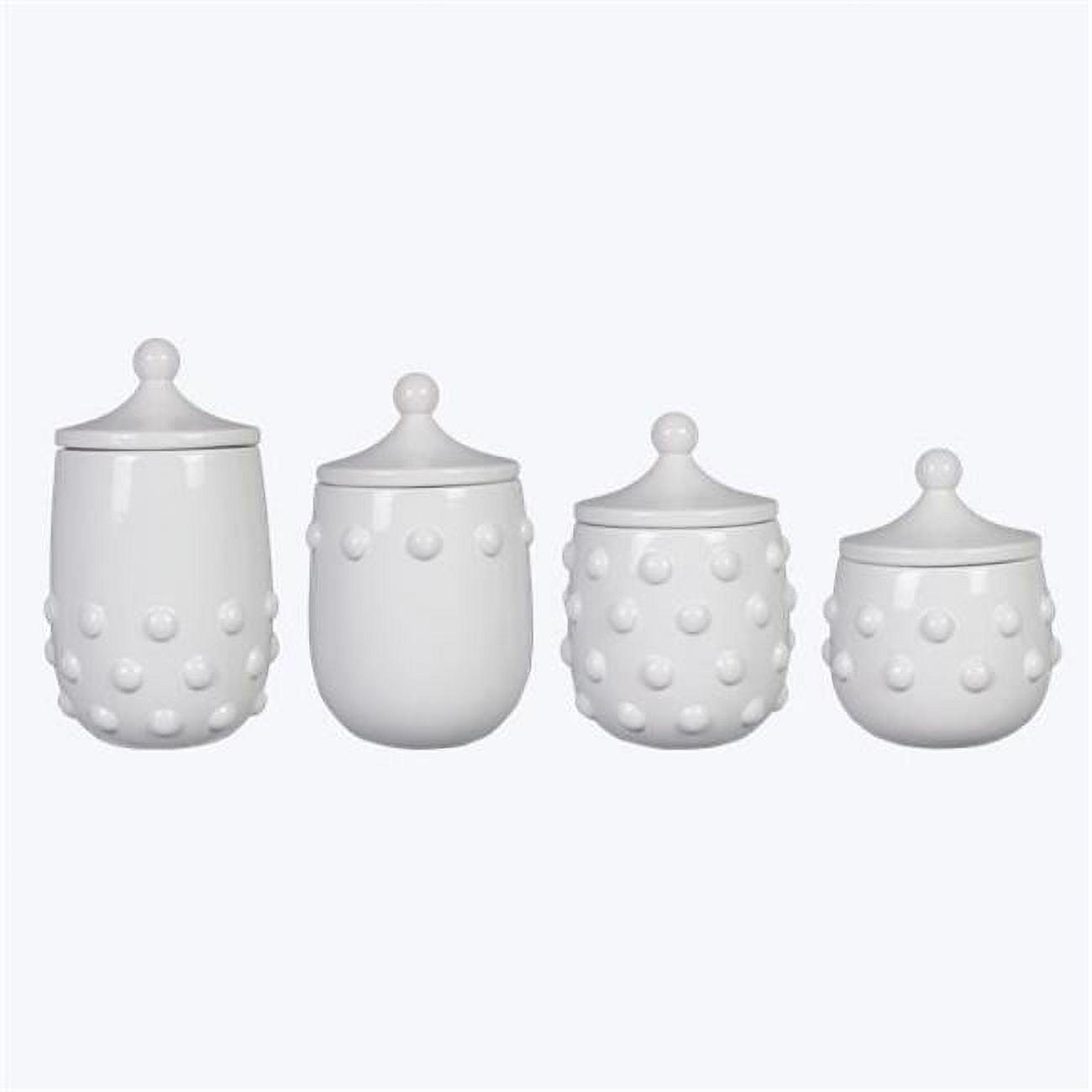 White Ceramic Textured Canister Set of 4