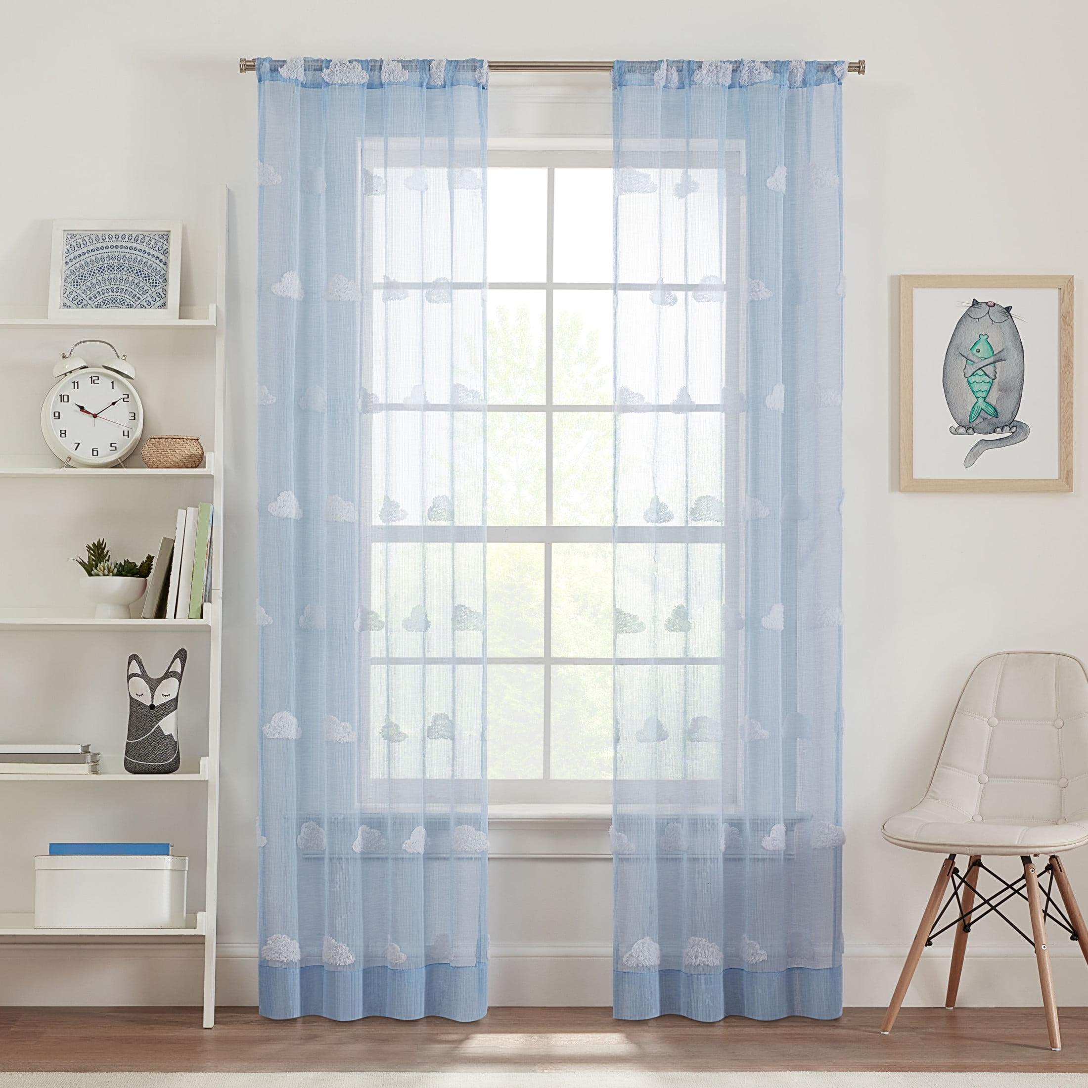 Your Zone Cloud Sheer Indoor Single Curtain Panel, Blue Ash, 38"W x 84"L, Adult