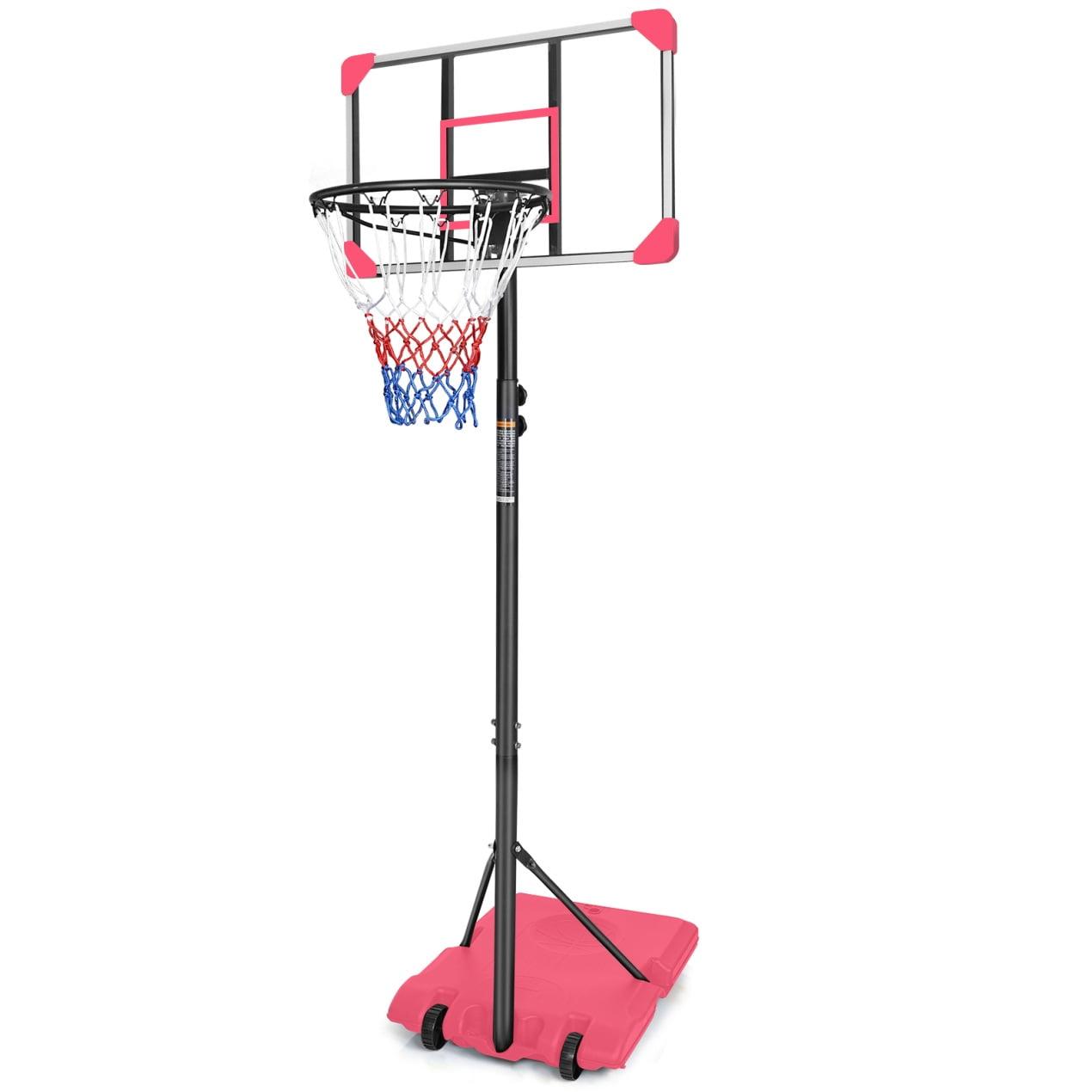 Pink Adjustable Polycarbonate Portable Basketball Hoop with 28" Backboard