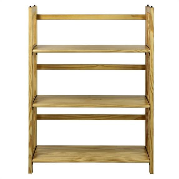 3-Shelf Folding Stackable Bookcase 27.5" Wide-Natu