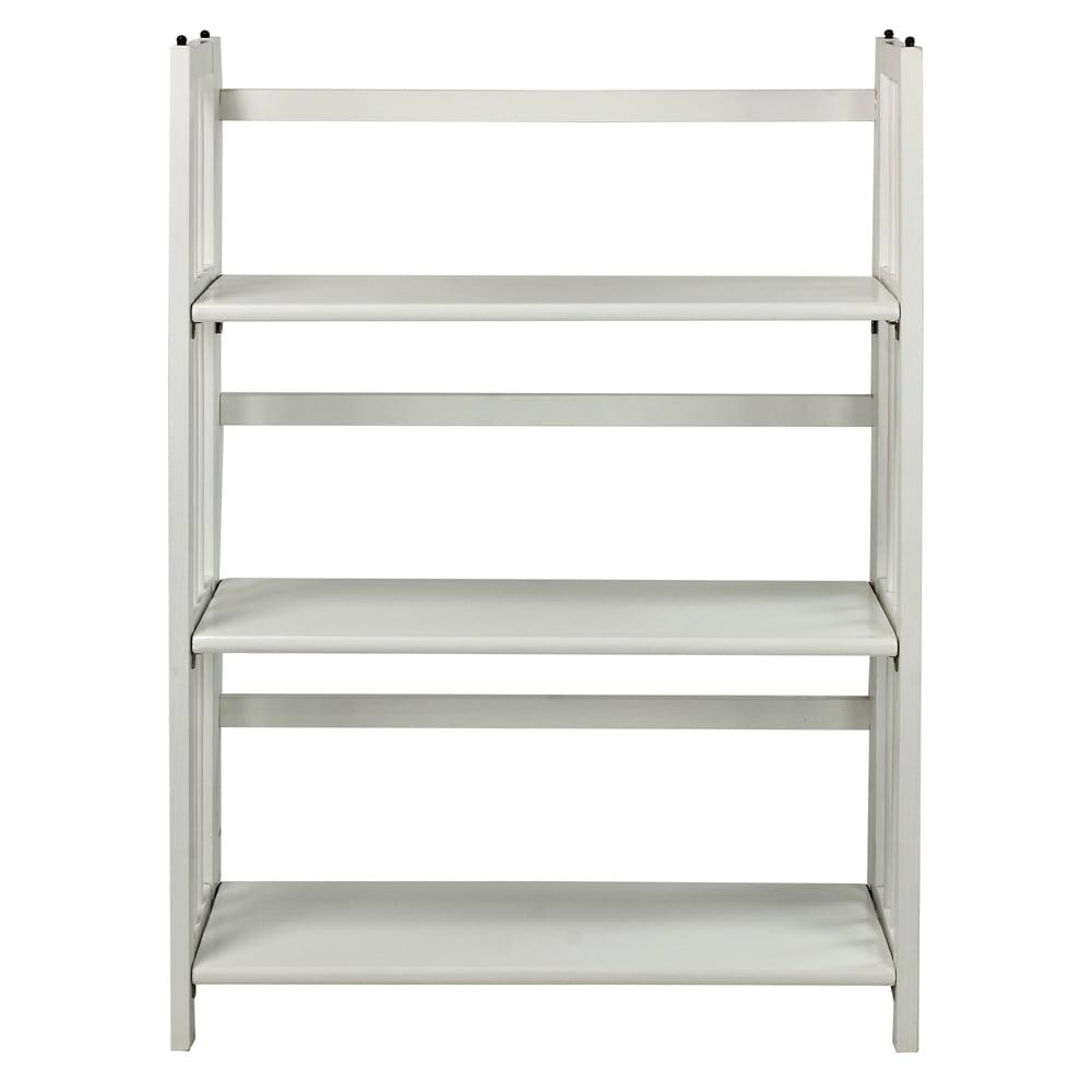 Casual Home 3-Shelf Folding Stackable Bookcase 27.5" Wide-White