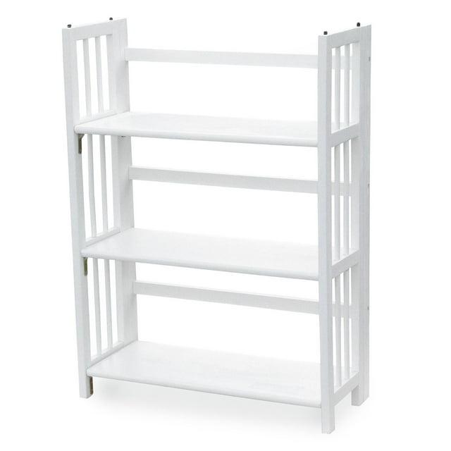 Casual Home 3-Shelf Folding Stackable Bookcase 27.5" Wide-White