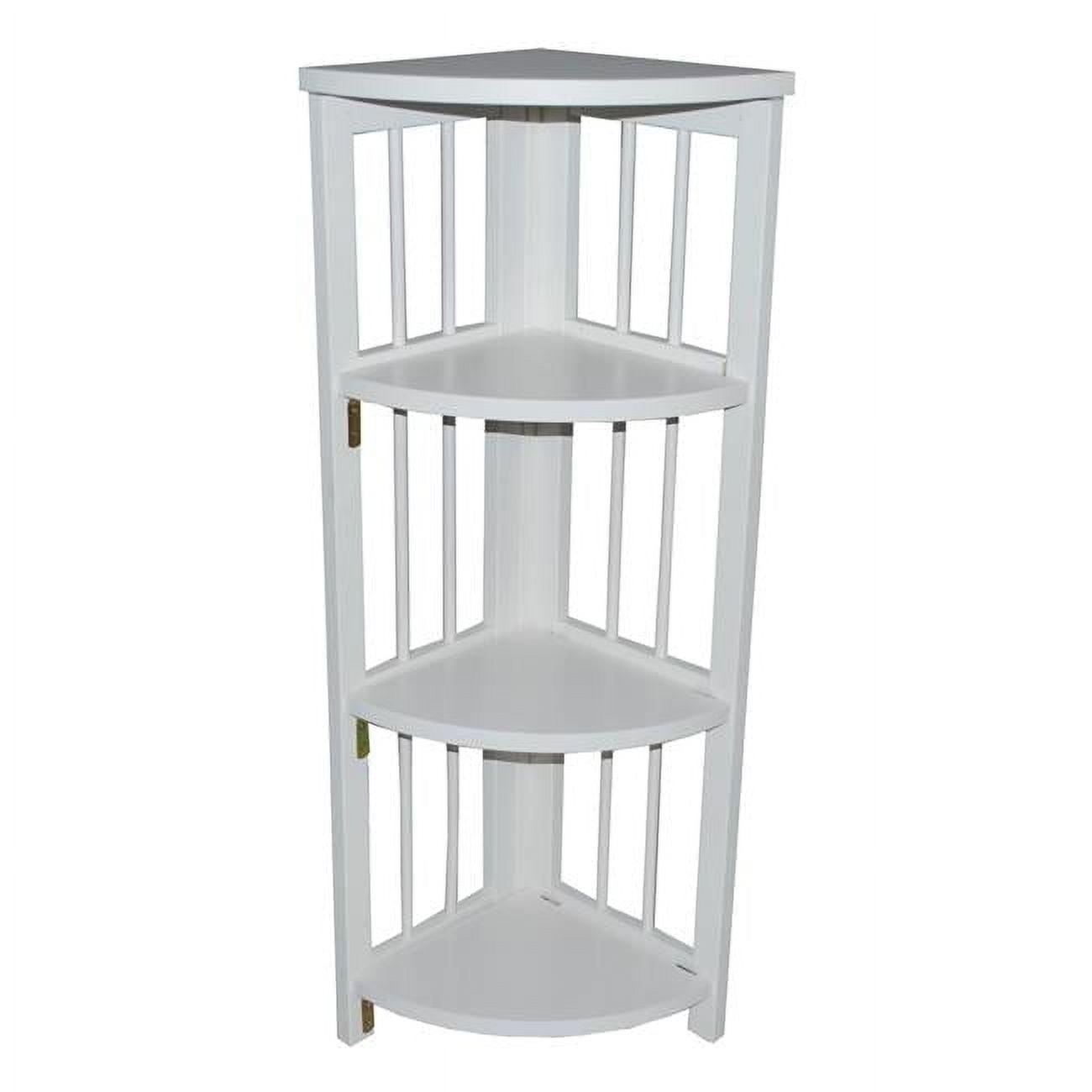 Casual Home 4-Shelf Corner Folding Bookcase-Color:White
