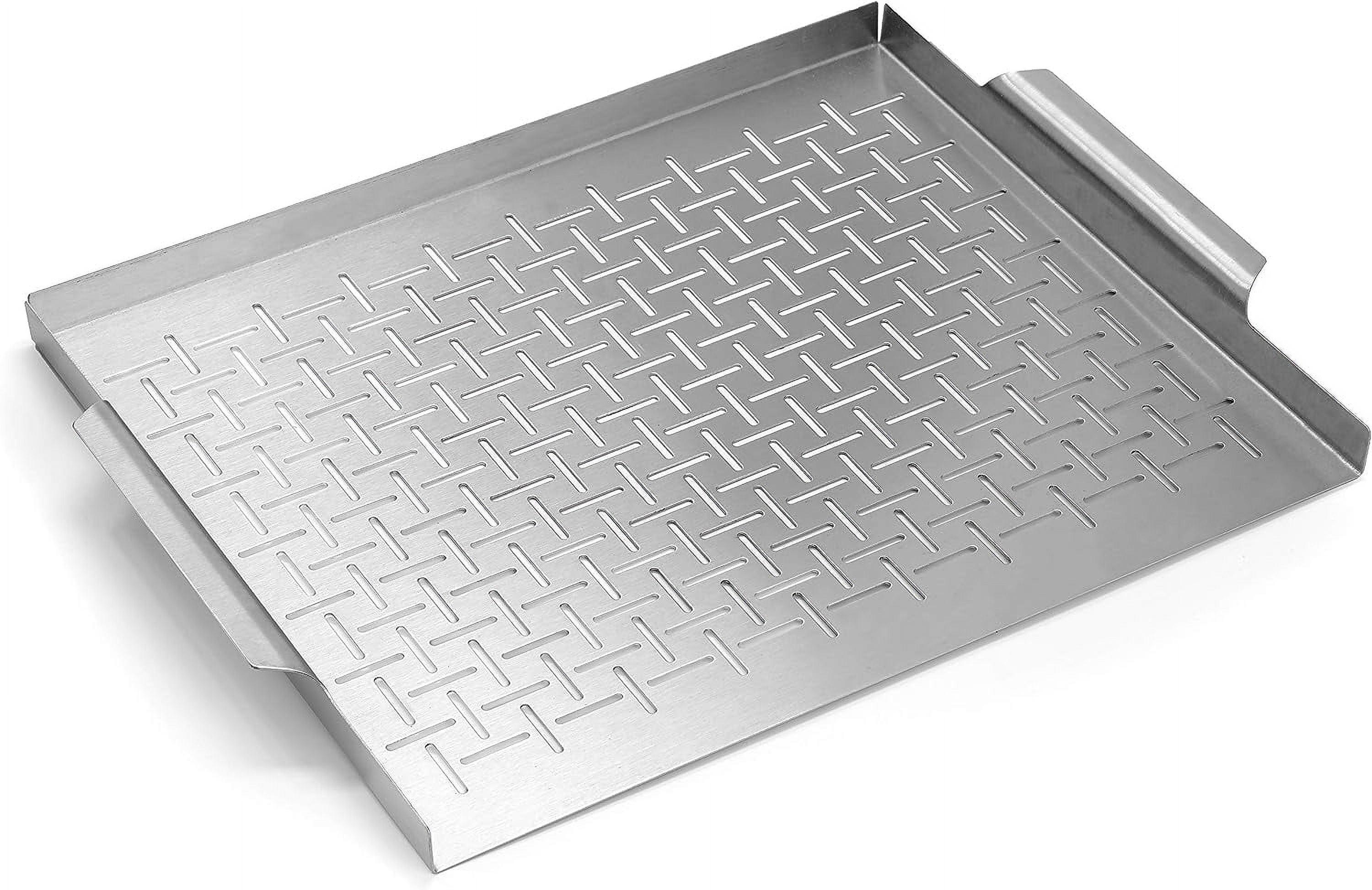 Large Stainless Steel Grill Topper Tray with Handles