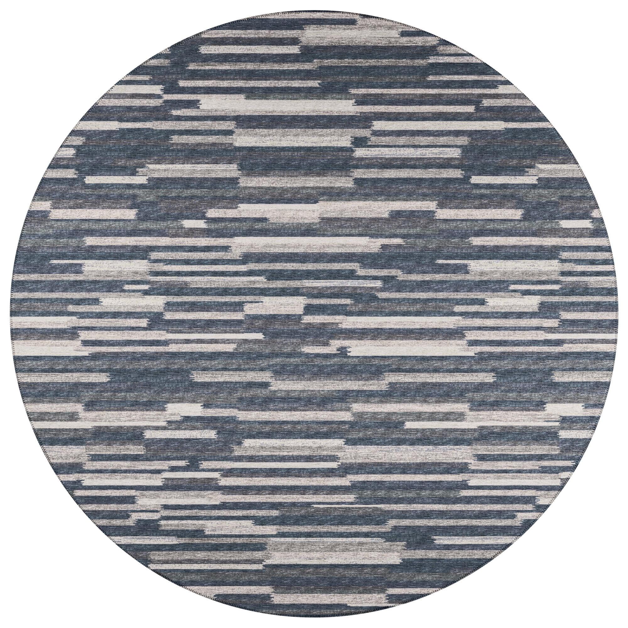 Yuma Gray Flat Woven Chenille Round Area Rug 8'