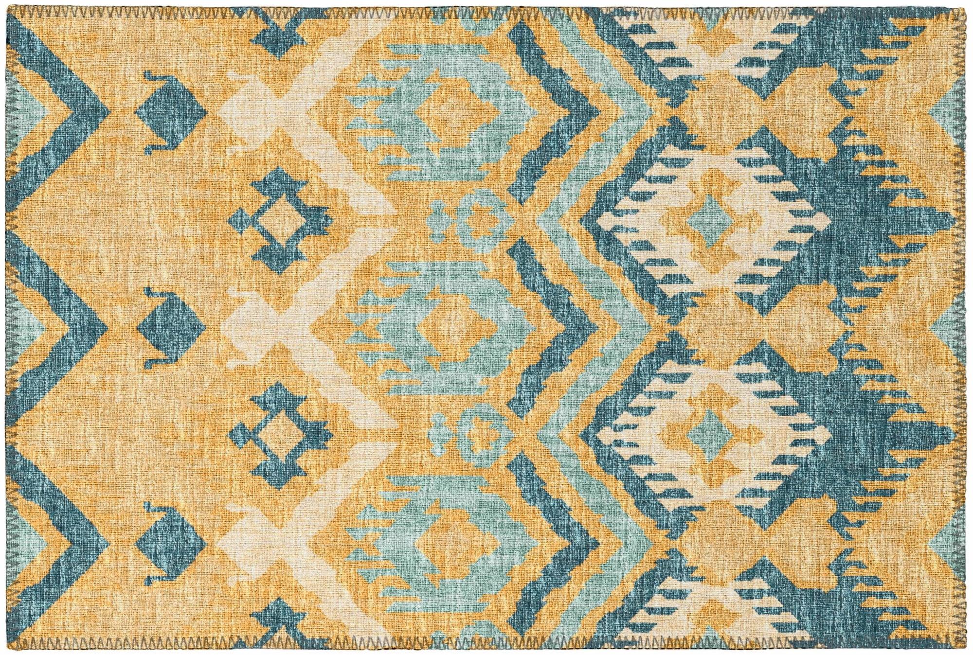 Yuma Yellow Flat Woven Synthetic Non-Slip Accent Rug 1'8" x 2'6"