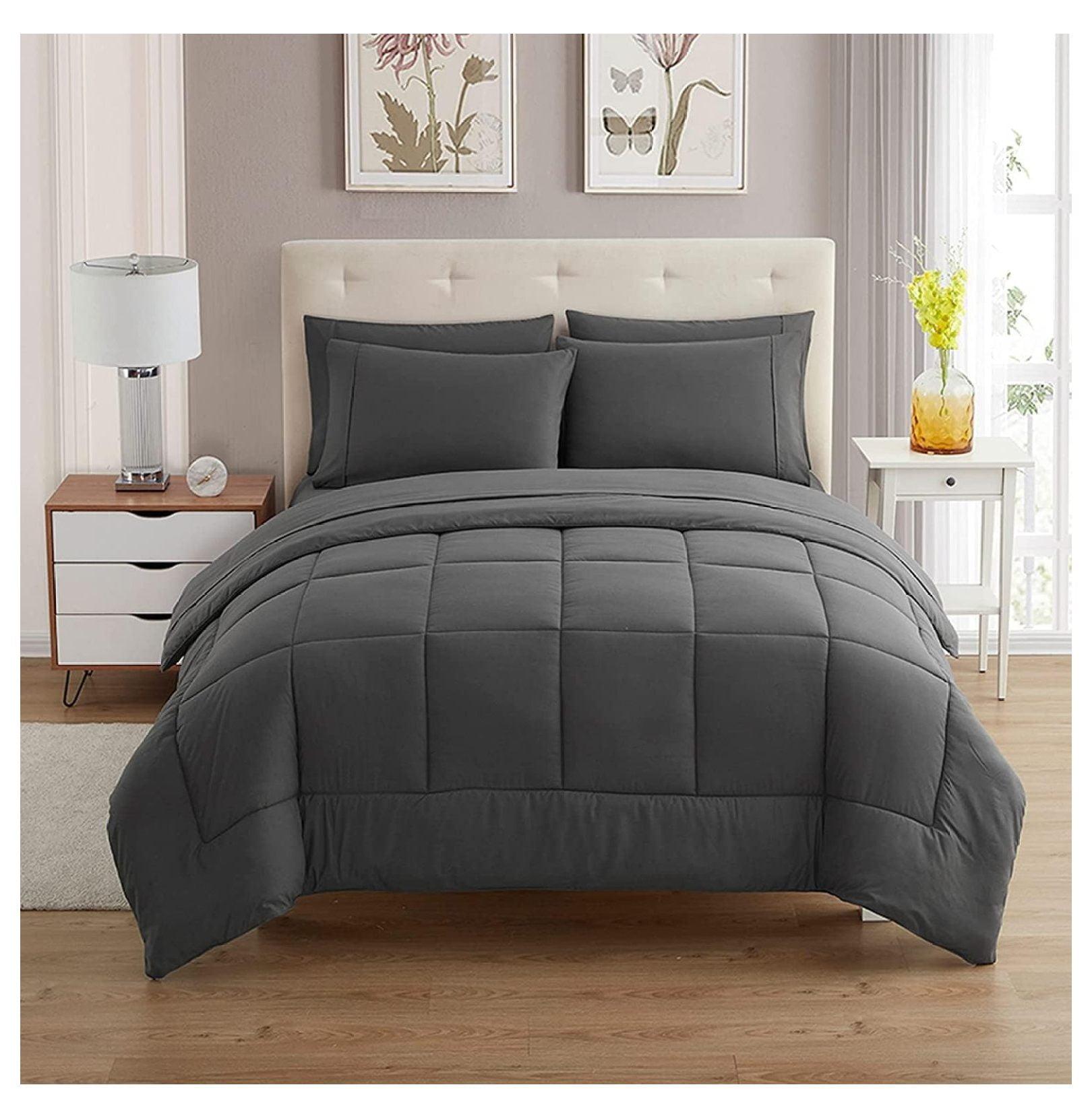 Luxury Alternative Solid Comforter and Sheet Set with Bonus Pillowcases