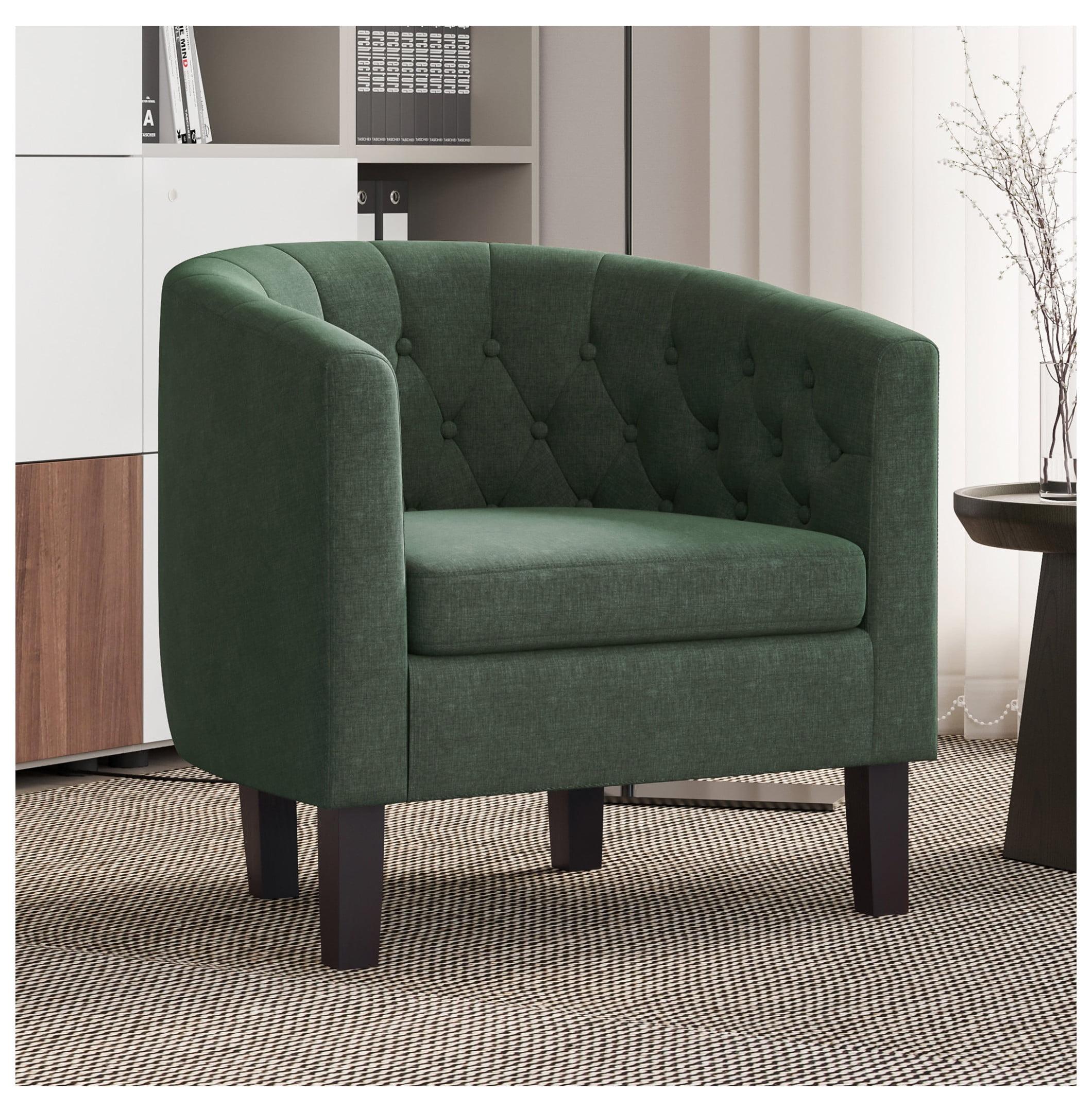 BELLEZE Elegant Tufted Barrel Accent Chair - Berlinda (Green)