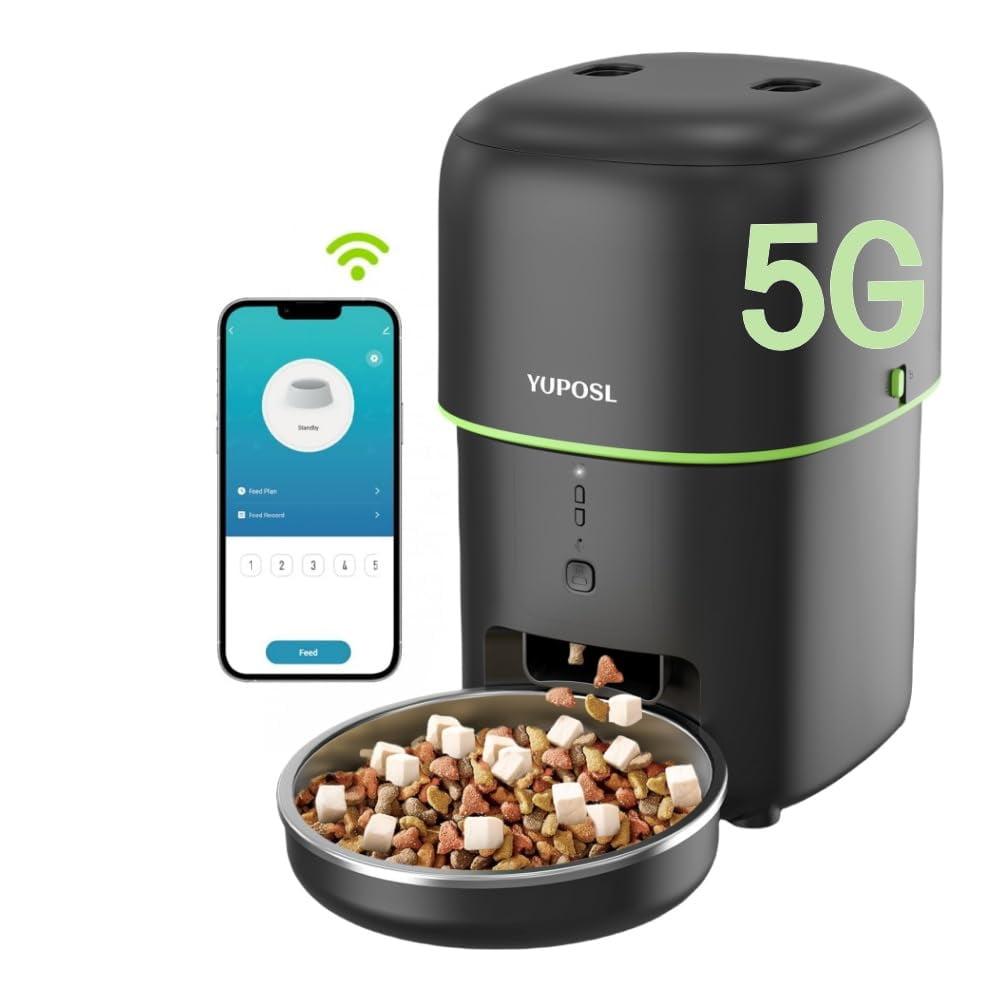 Black 5G WiFi Automatic Pet Feeder with Camera