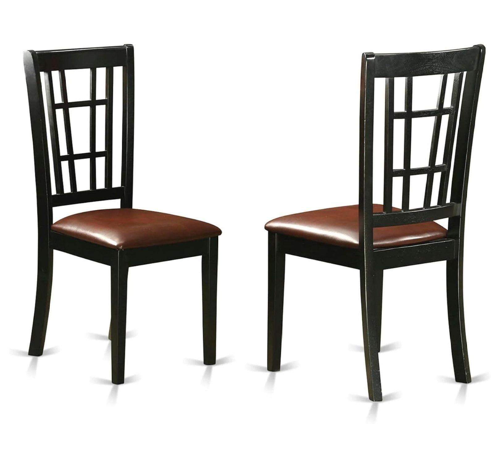 Exlonjet Nicoli Dining Room Faux Leather Upholstered Wood Chairs, Set of 2, Black