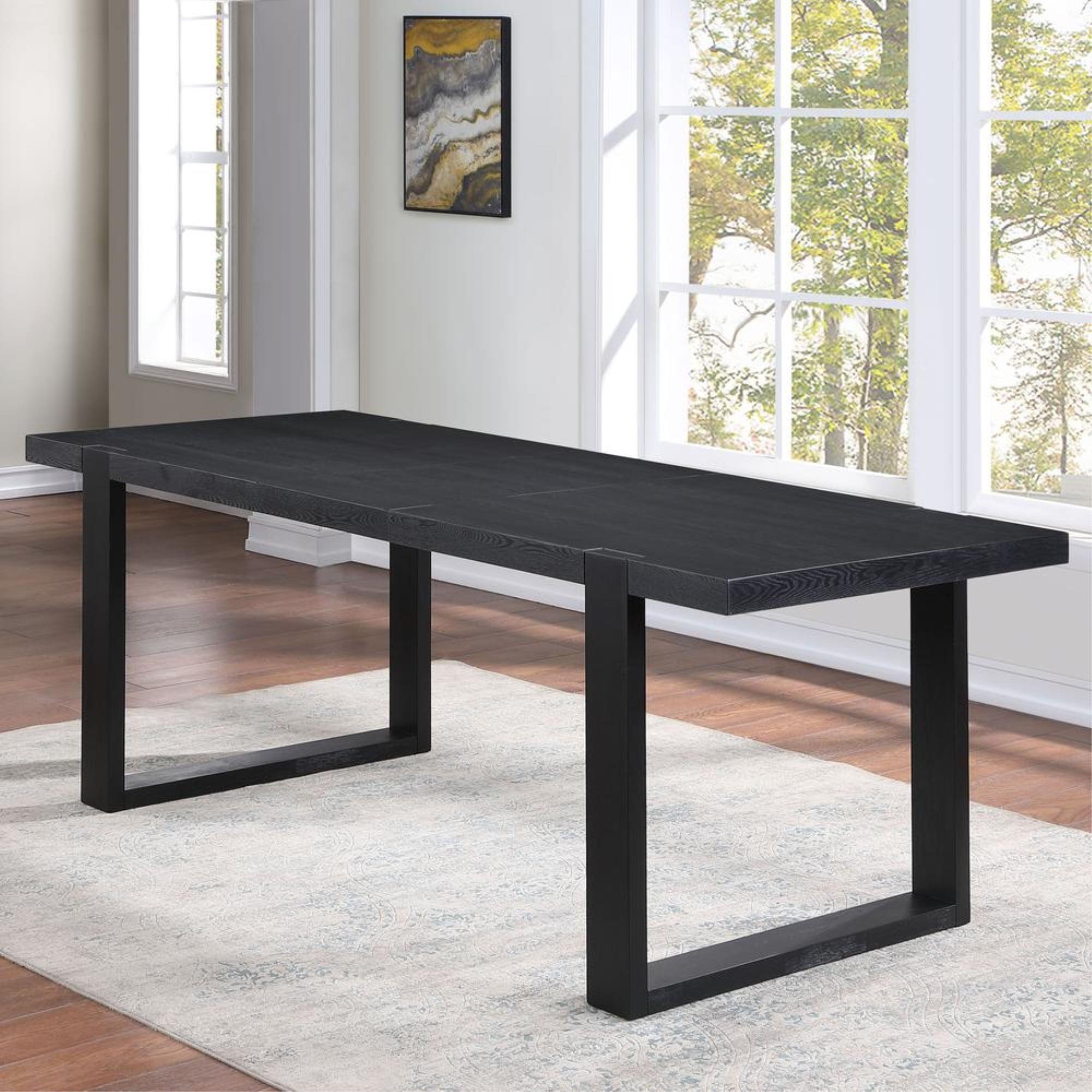 Yves 95" Black Wood Extendable Counter Height Dining Table