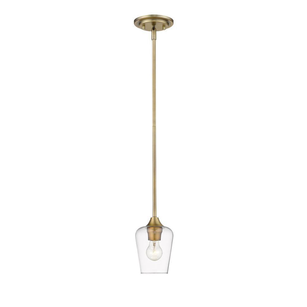 Joliet Contemporary Mini Pendant in Olde Brass with Large Glass Shade