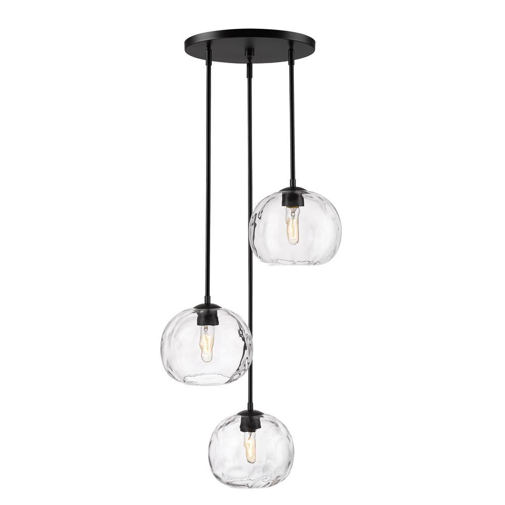 Trio Clear Glass Globe Pendant Light with Black Finish