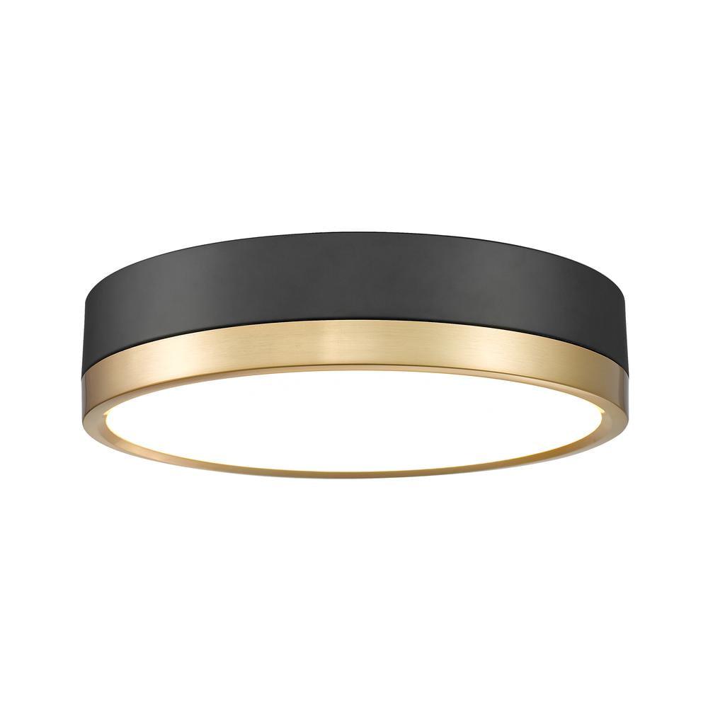 12" Matte Black and Modern Gold LED Drum Ceiling Light