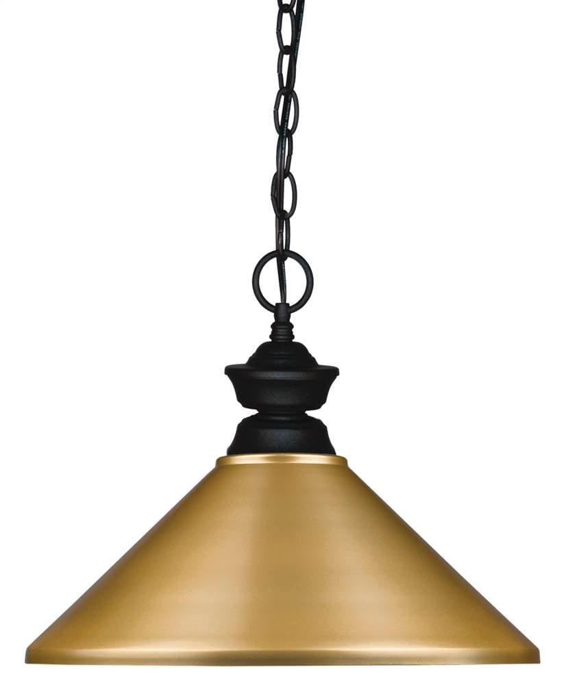 Matte Black and Satin Gold Traditional Steel Pendant Light