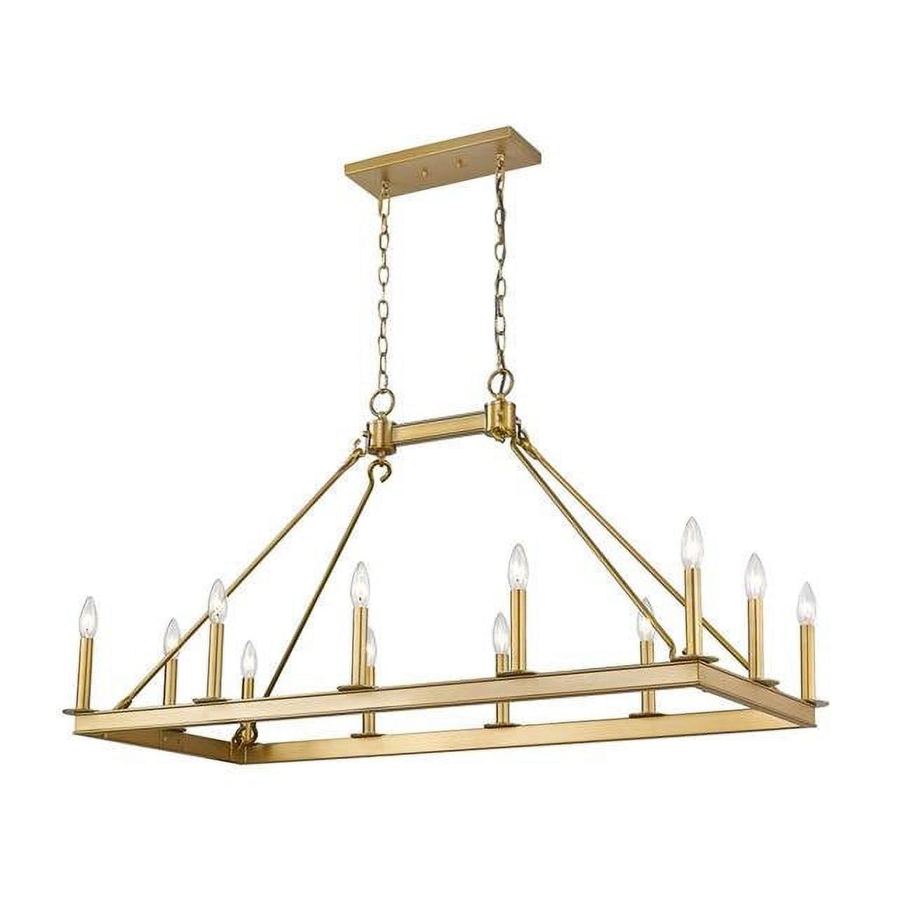 Olde Brass 12-Light Rectangular Candle Chandelier