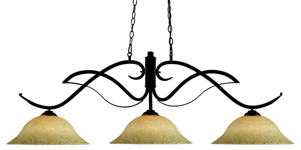 Phoenix Bronze 54" Billiard Light with Golden Mottle Glass Shades