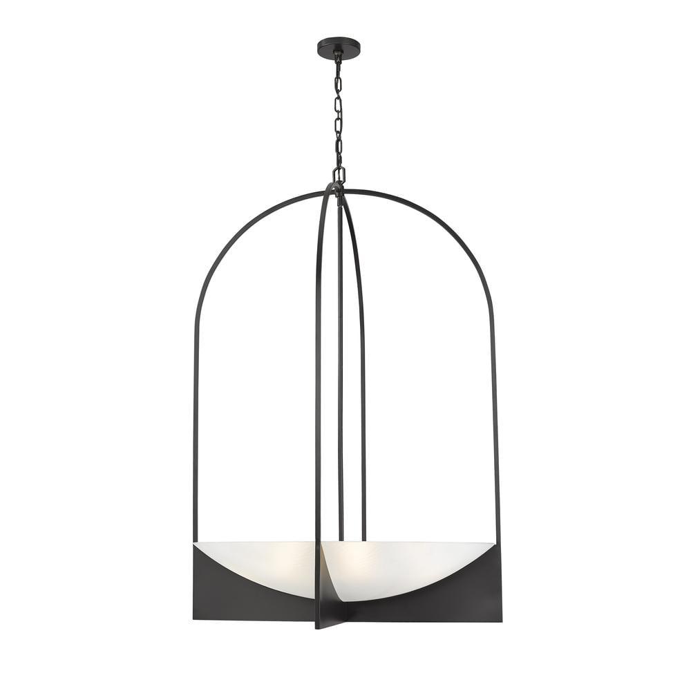 Matte Black Steel 8-Light Cage Chandelier