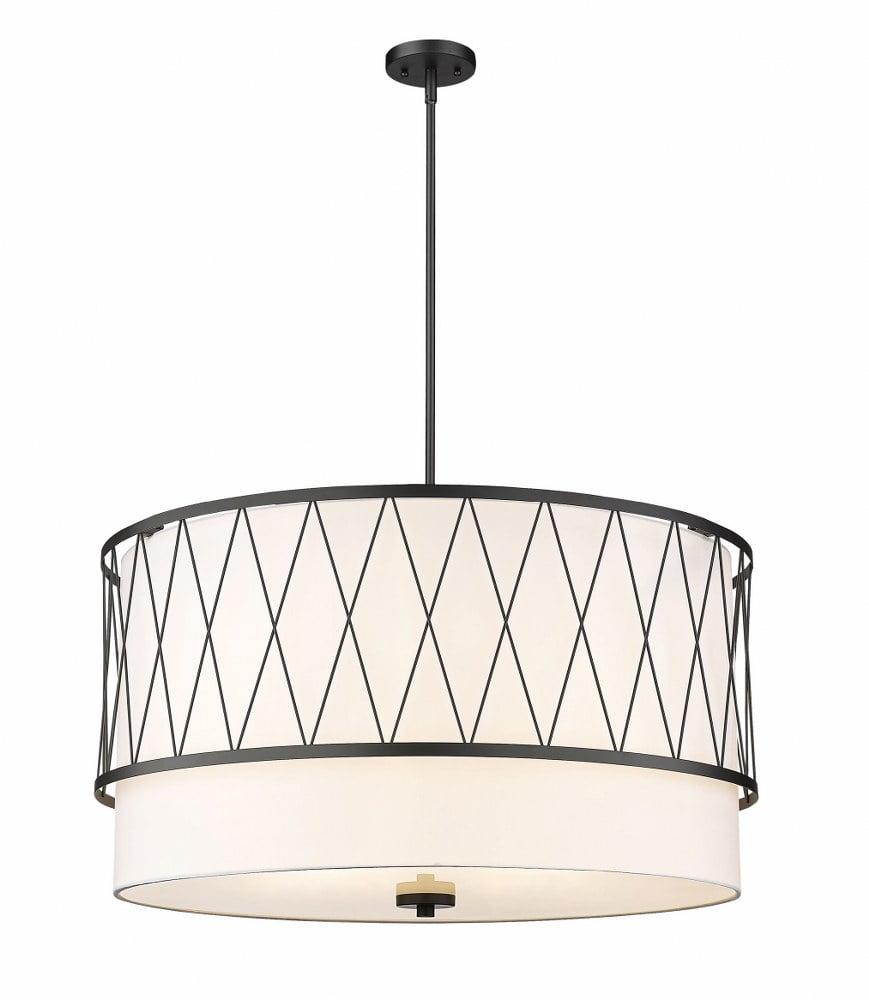 Dalton Modern 32" Matte Black Nickel Drum Pendant Light