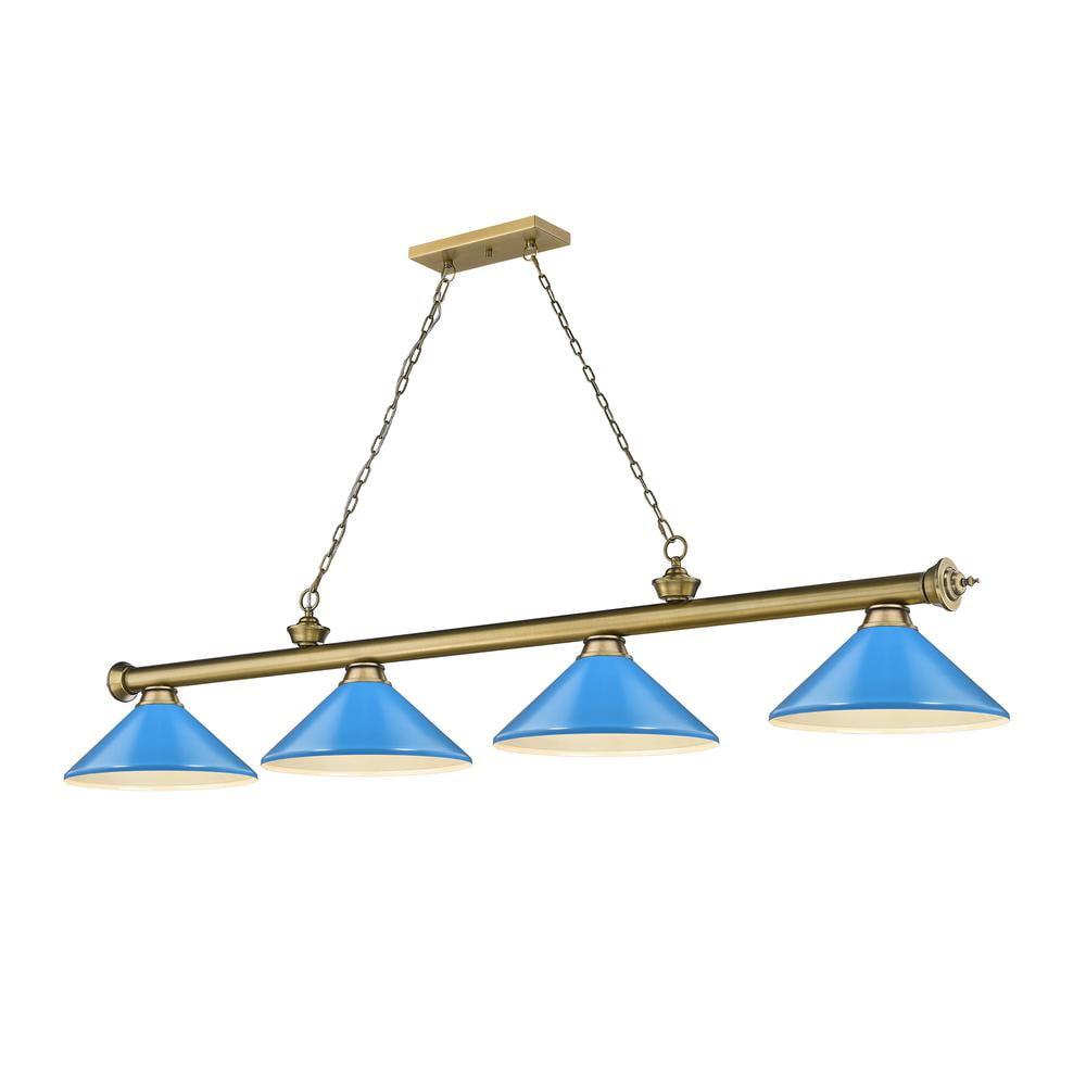 Riviera Bronze 57" Elegant Billiard Light with Golden Mottle Glass