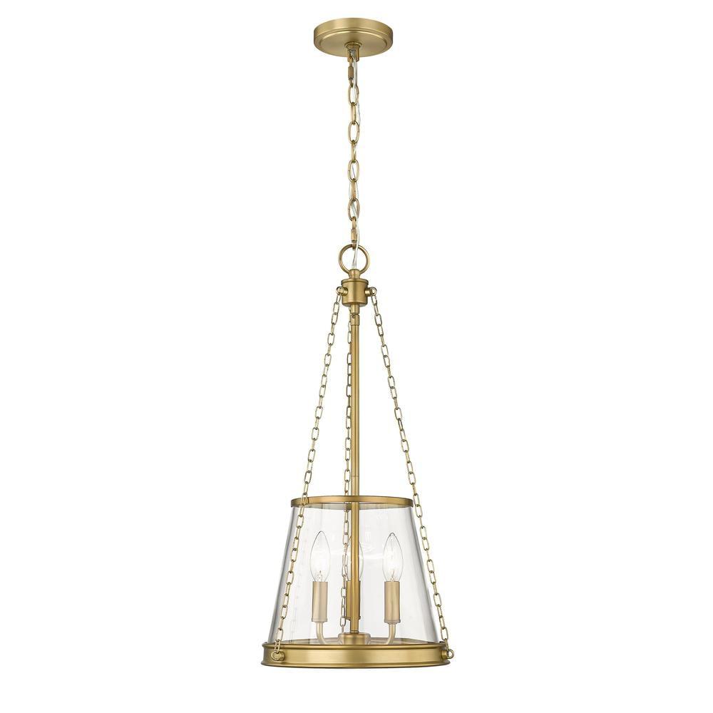 Petite Urban Brass 3-Light Pendant with Clear Glass Shade