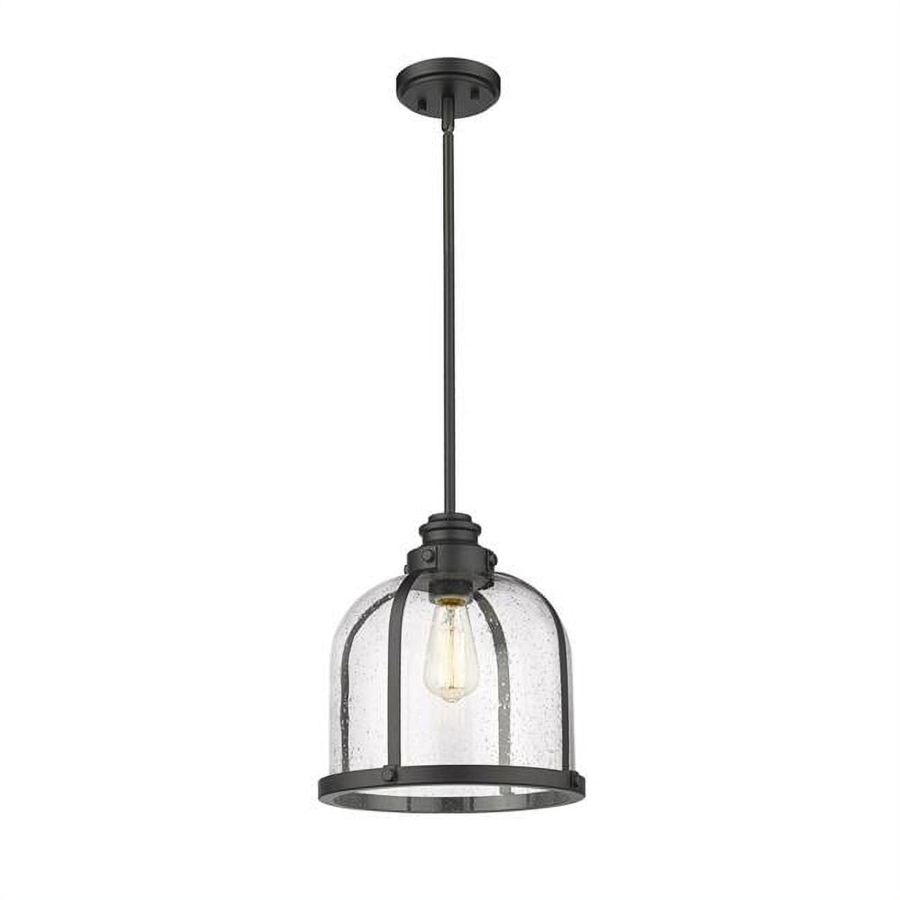 Matte Black and Seedy Glass Industrial Pendant Light