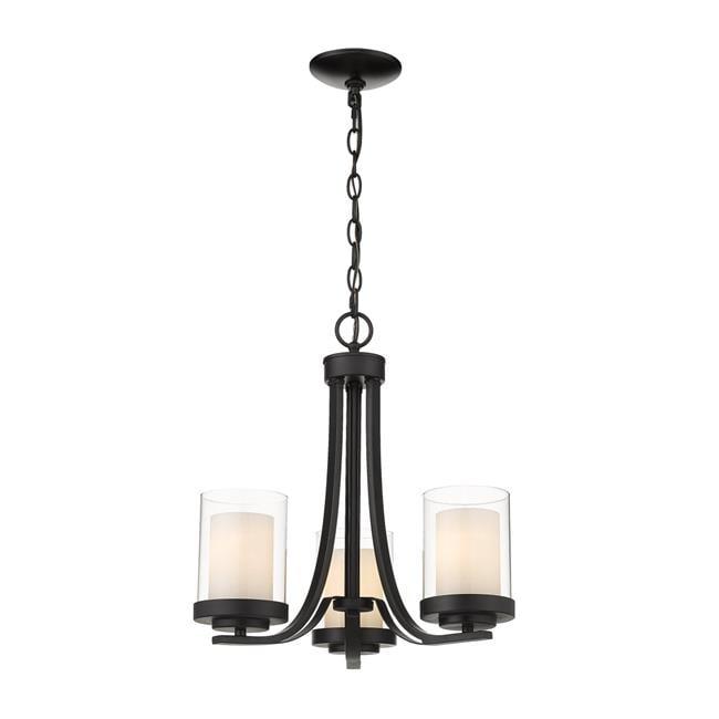 Willow Matte Black 3-Light Chandelier with White Glass Shades