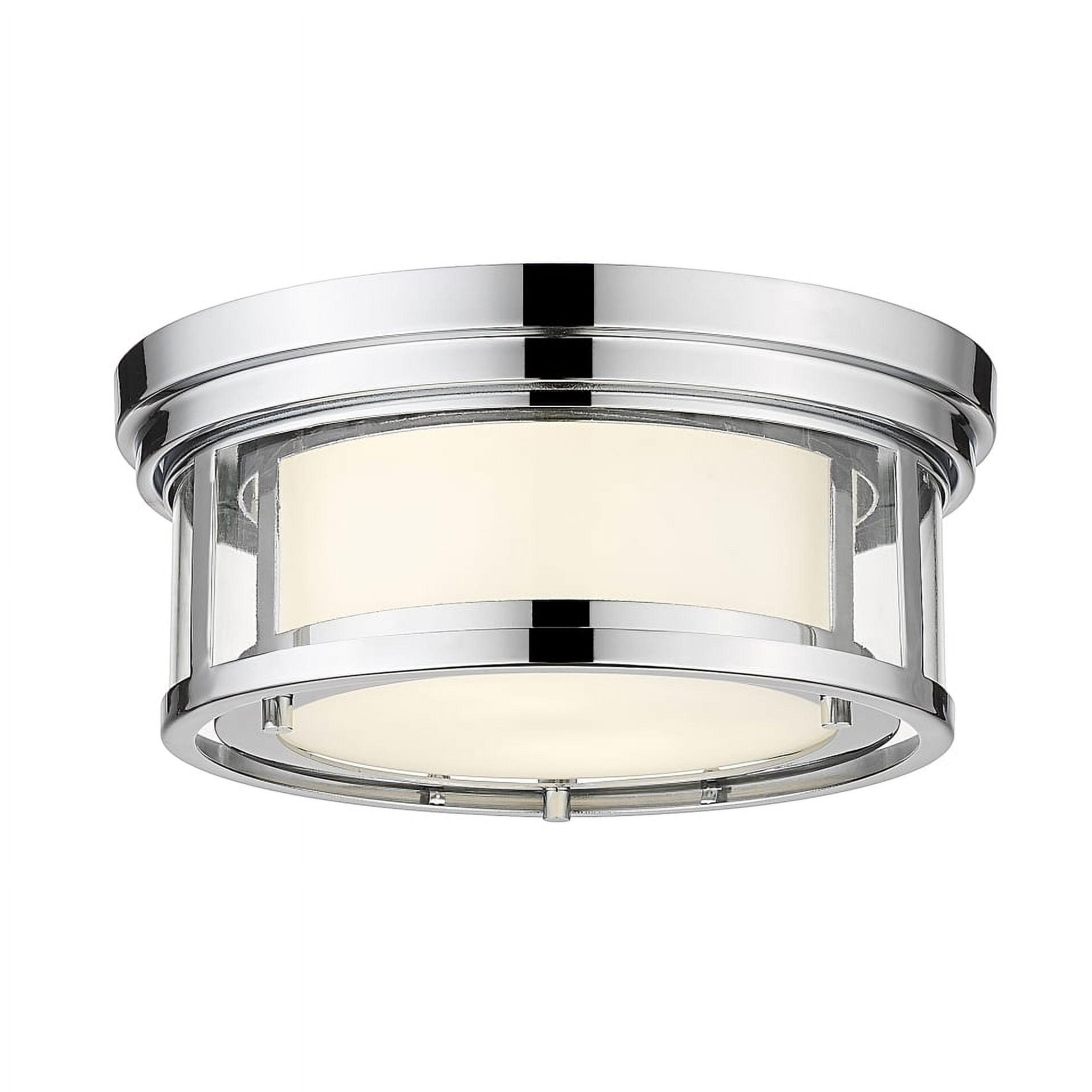 Willow 12" Chrome Drum Flush Mount with Opal & Clear Glass