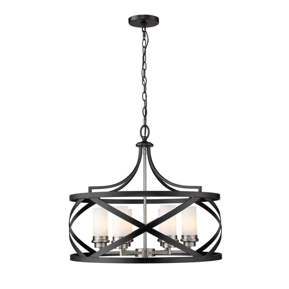 Bronze 5-Light Drum Chandelier with Crystal Accent