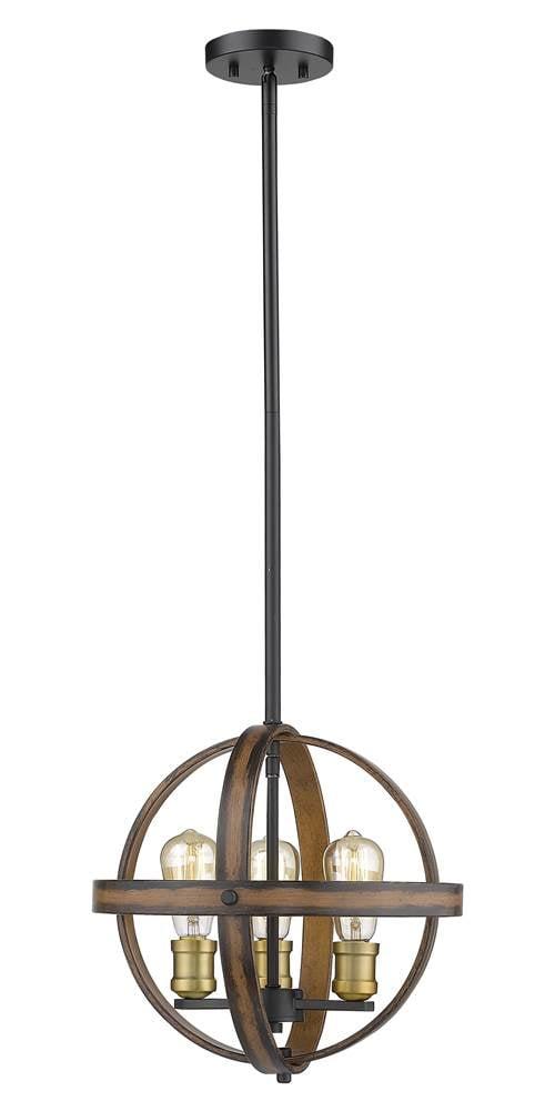 Rustic Mahogany 14" Drum Pendant Light with Open Cage Design