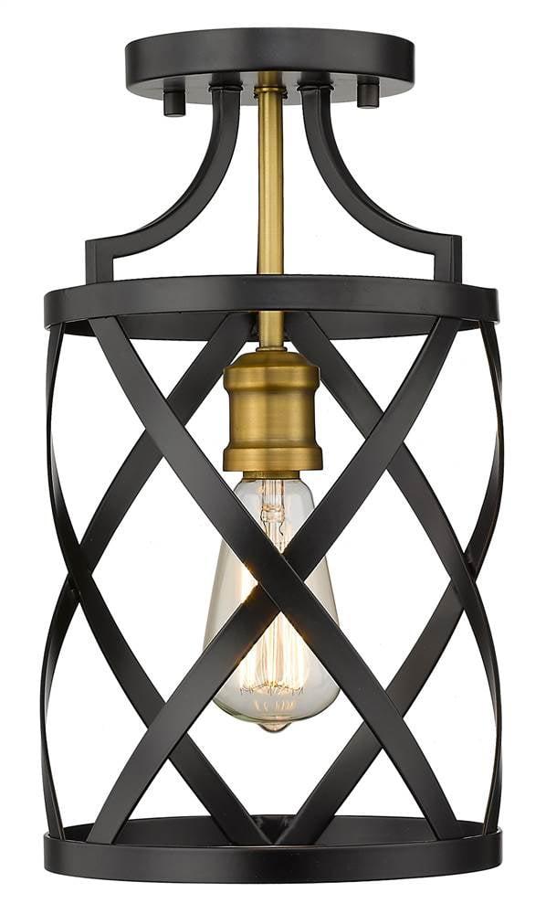 Malcalester 8" Matte Black & Olde Brass Flush Mount Light