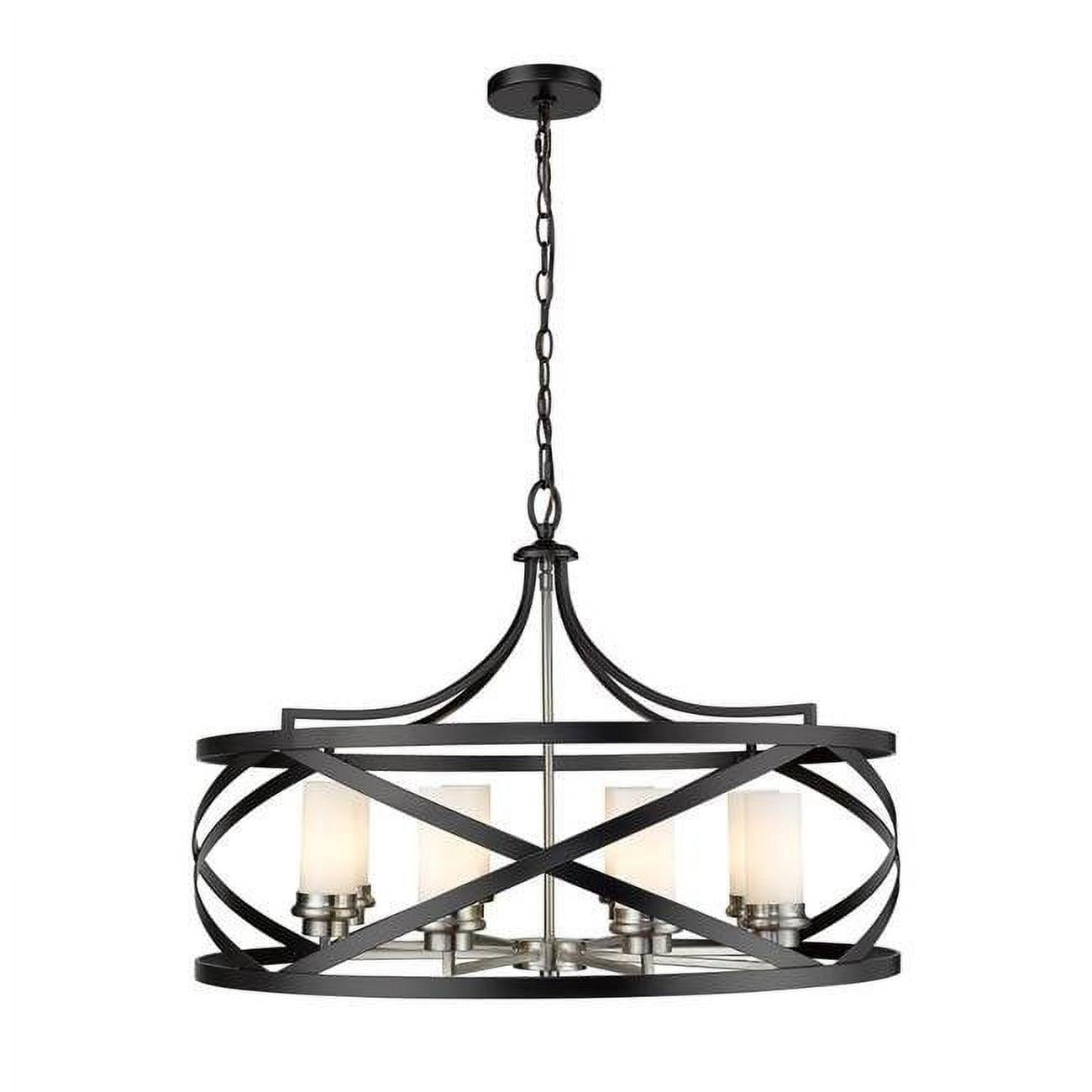 Malcalester 30" Matte Black and Brushed Nickel 8-Light Chandelier