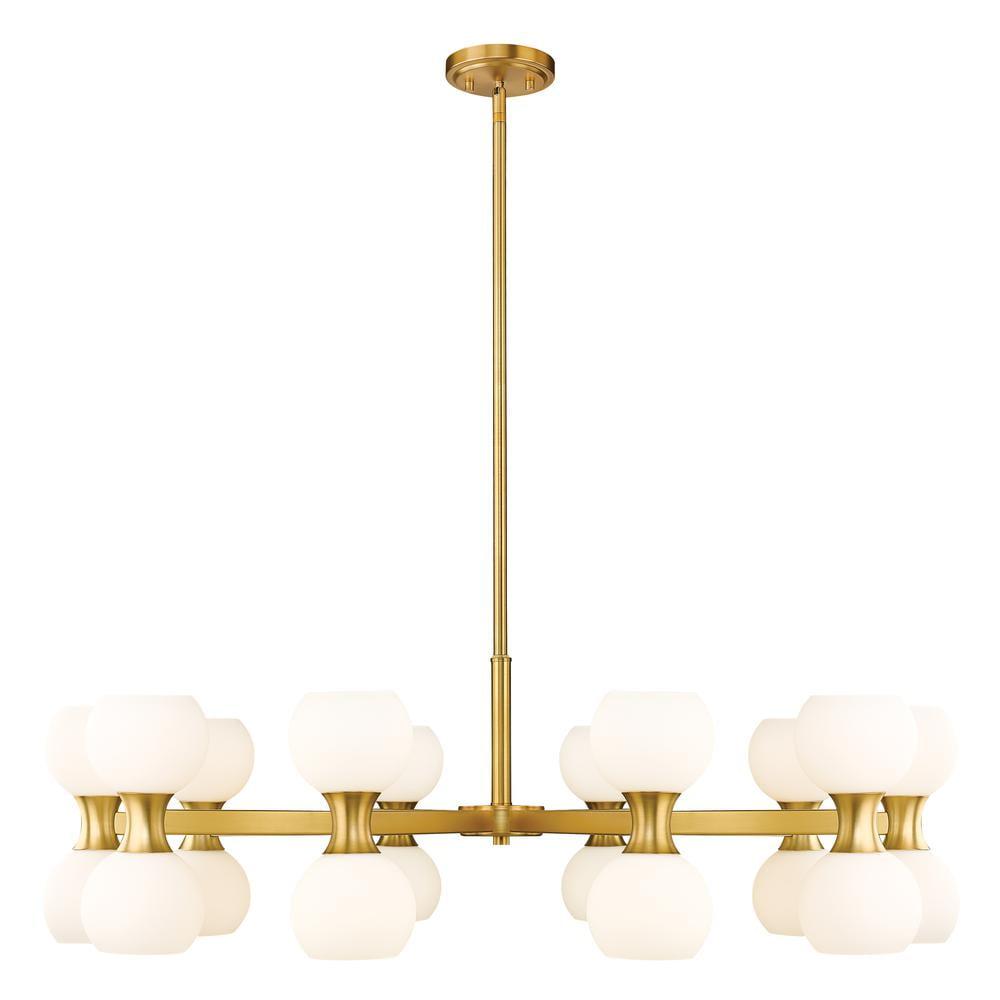 Artemis 42'' Gold Chandelier with Opal Glass Shades