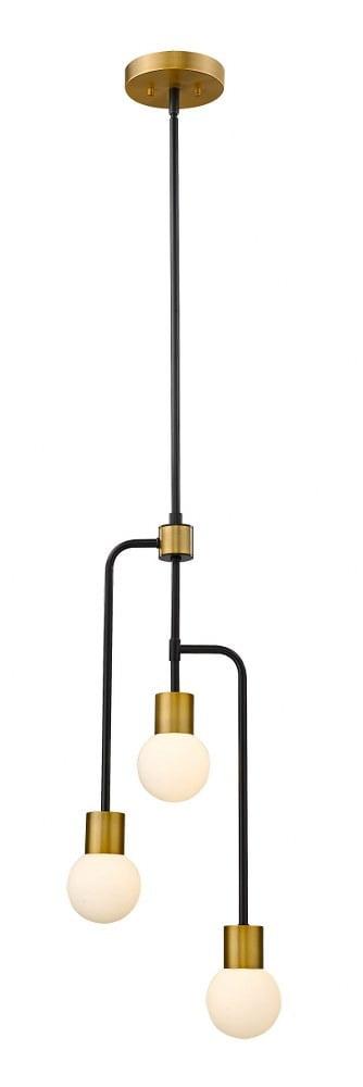 Neutra Matte Black and Brass 3-Light Chandelier