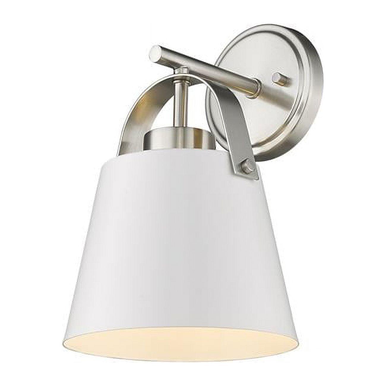 Matte White and Brushed Nickel Dimmable Wall Sconce