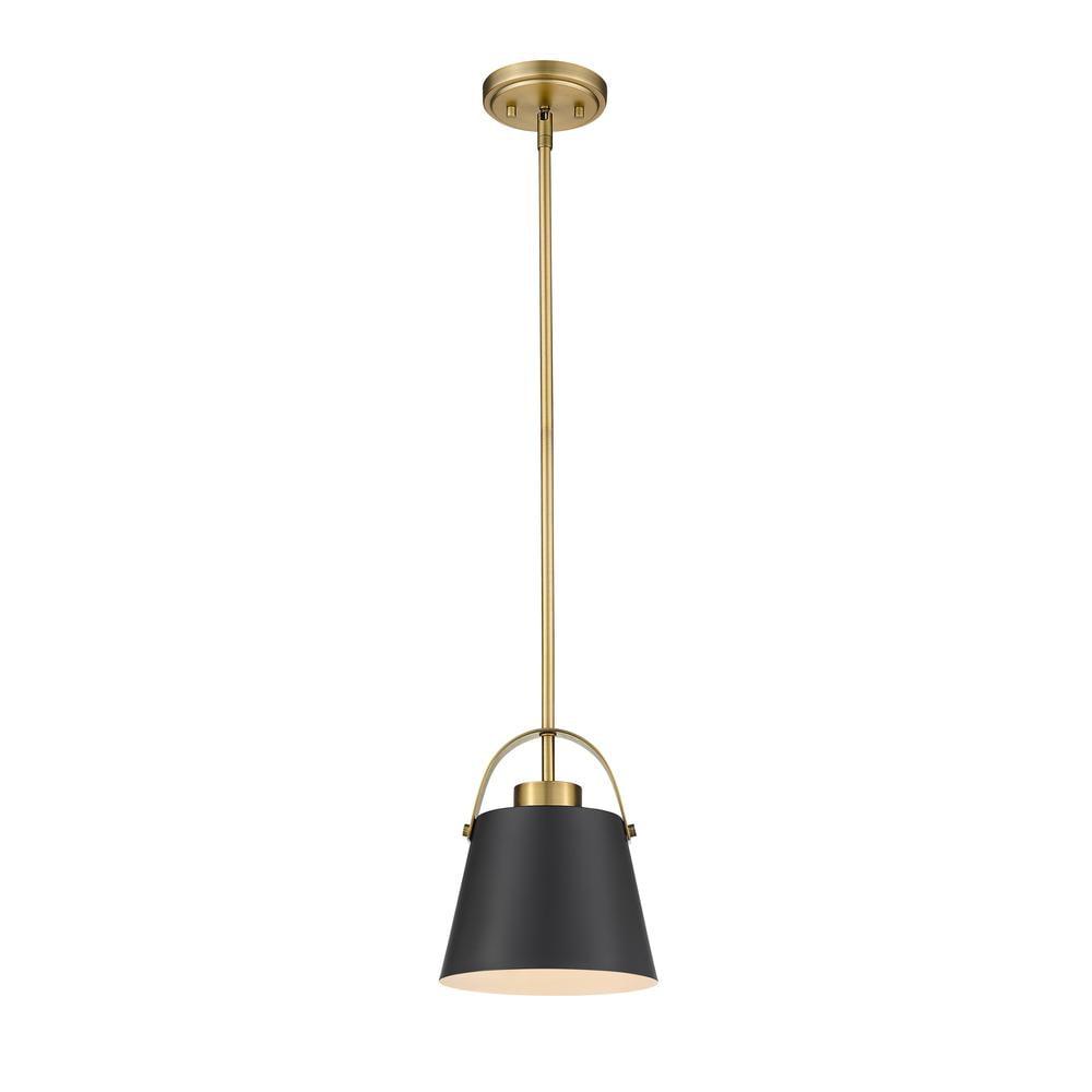 Contemporary Matte Black & Heritage Brass Mini Pendant Light