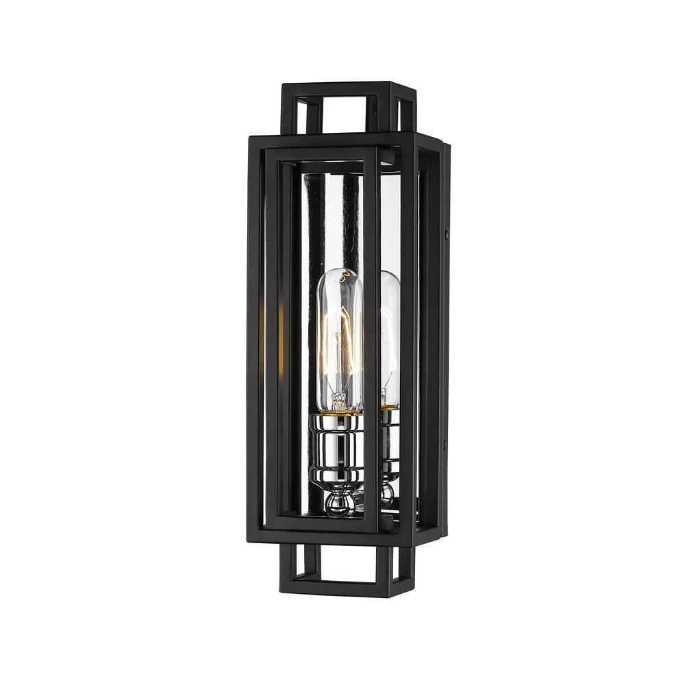 Matte Black 42" Linear Chandelier with Fluted Glass Shades