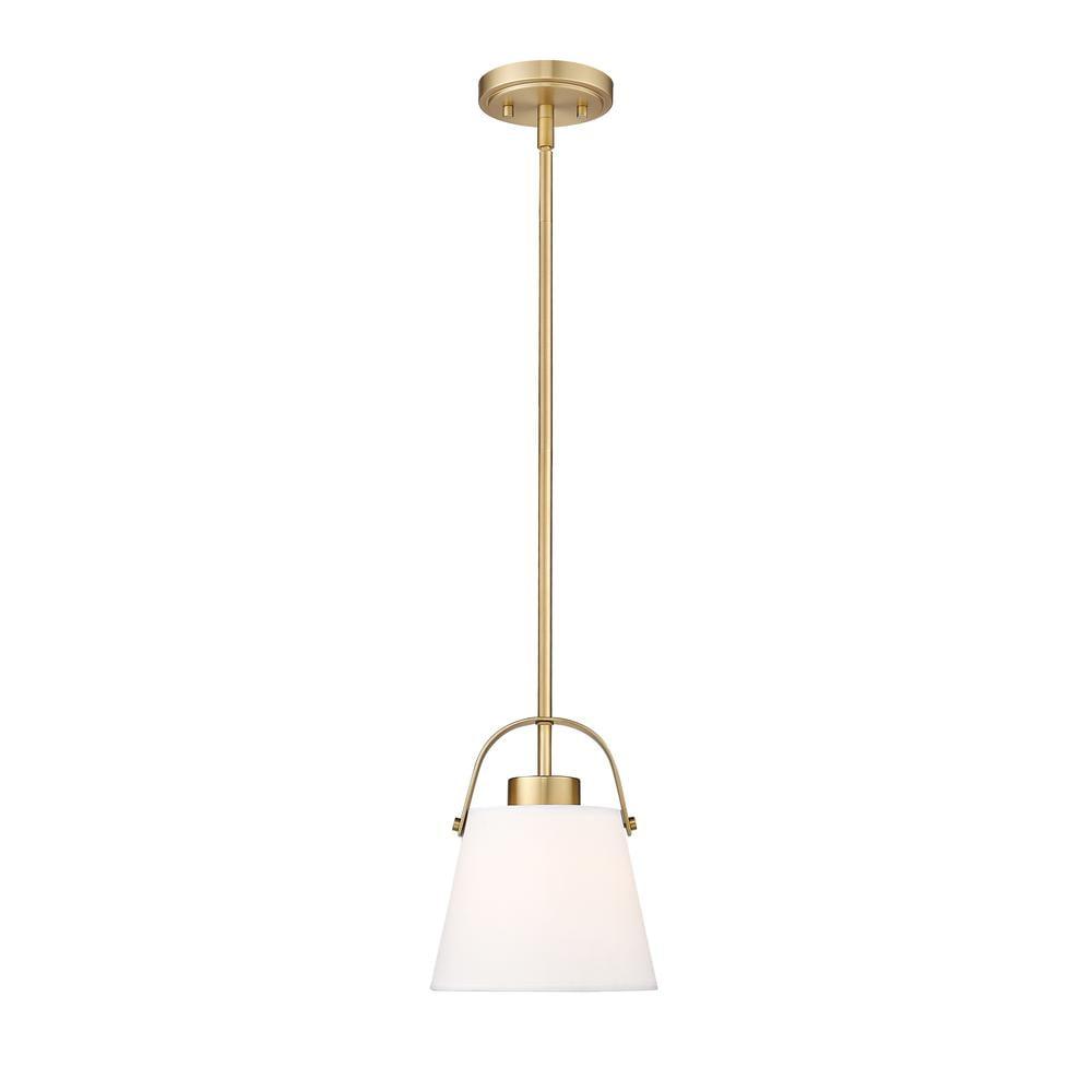 Heritage Brass 8" Pendant Light with Ivory Shade