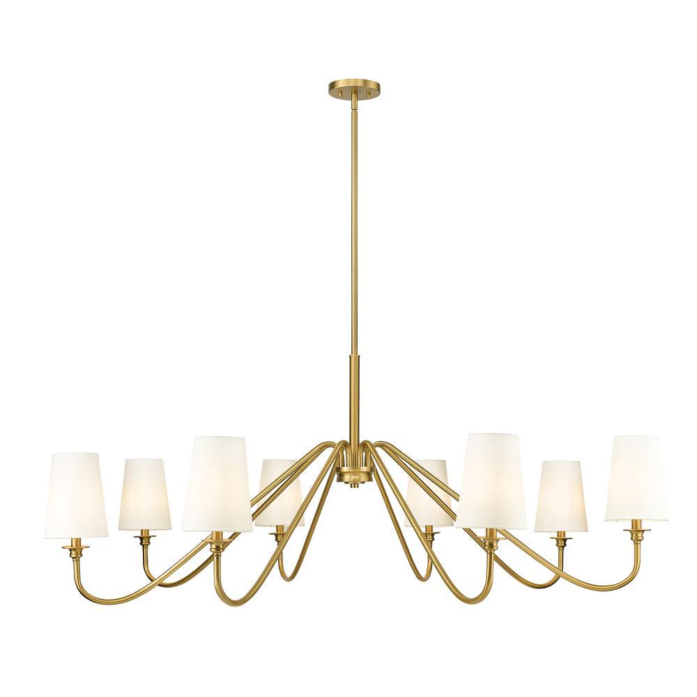 Gianna Modern Gold 8-Light Chandelier with White Shades