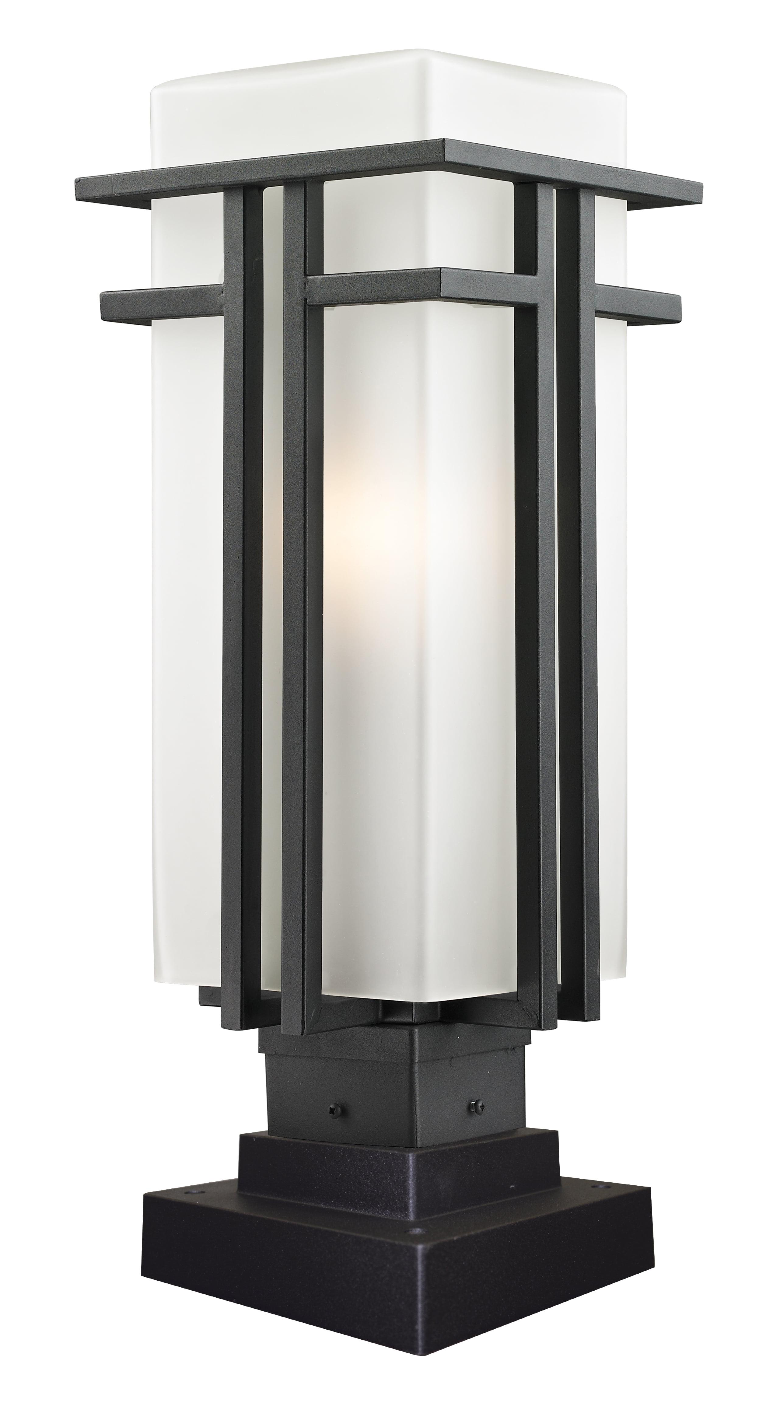 Black Steel Outdoor Pier Mount Light with Matte Opal Glass