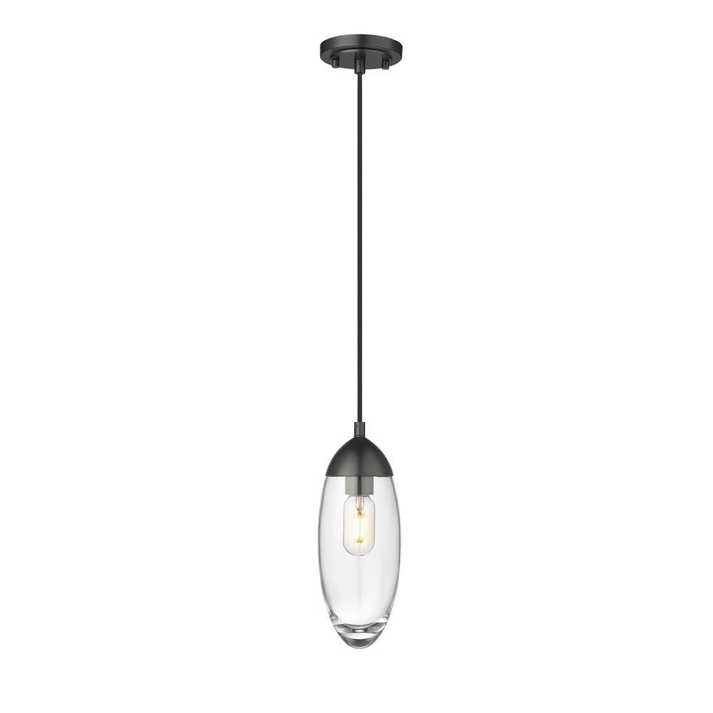 Matte Black Glass and Nickel Indoor/Outdoor Pendant Light