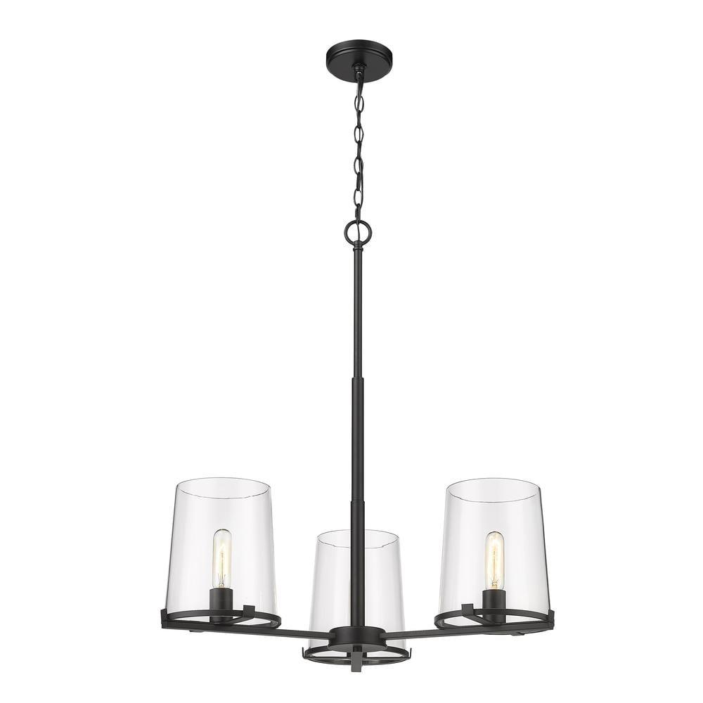 Callista Matte Black 38" Steel and Glass 9-Light Chandelier