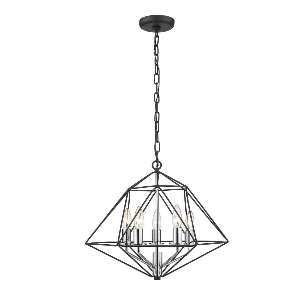 Z-Lite Geo 5 - Light Chandelier in  Matte Black/Chrome