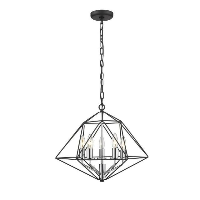 Z-Lite Geo 5 - Light Chandelier in  Matte Black/Chrome