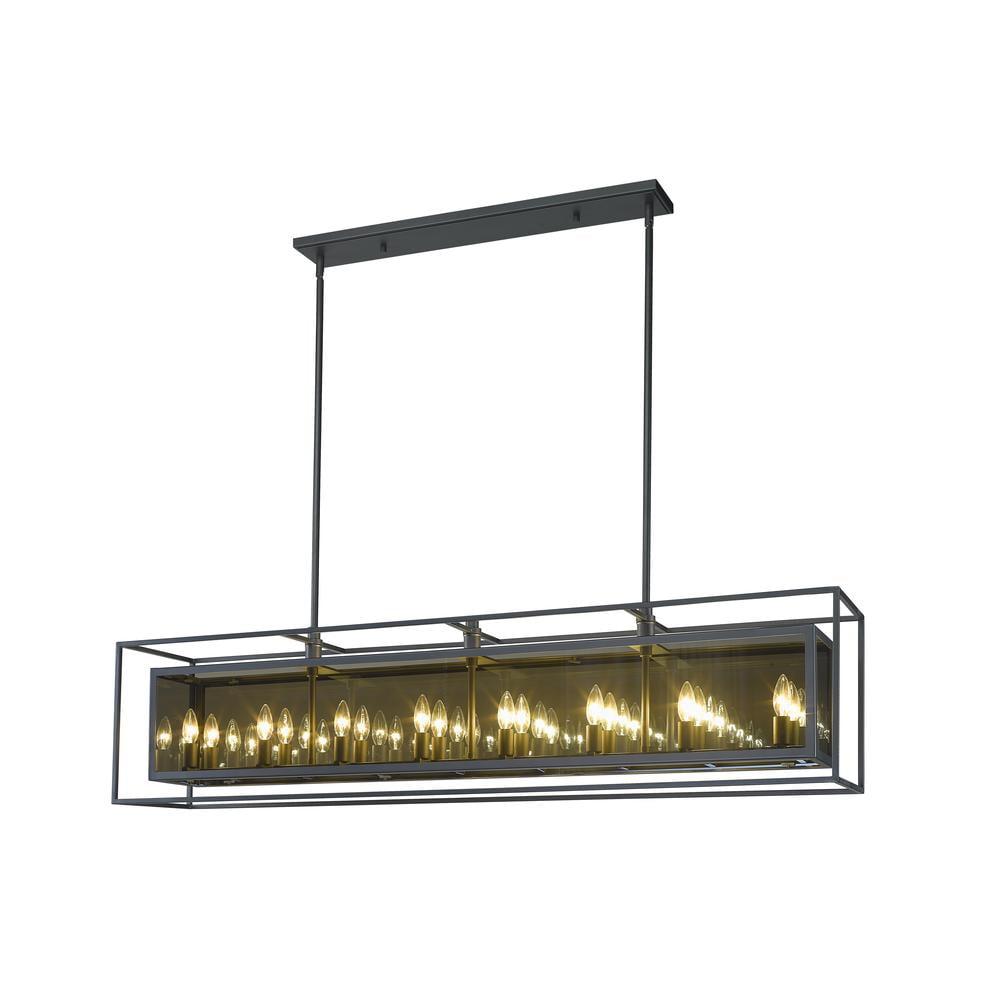 Misty Charcoal Chrome 16-Light Linear Island Pendant